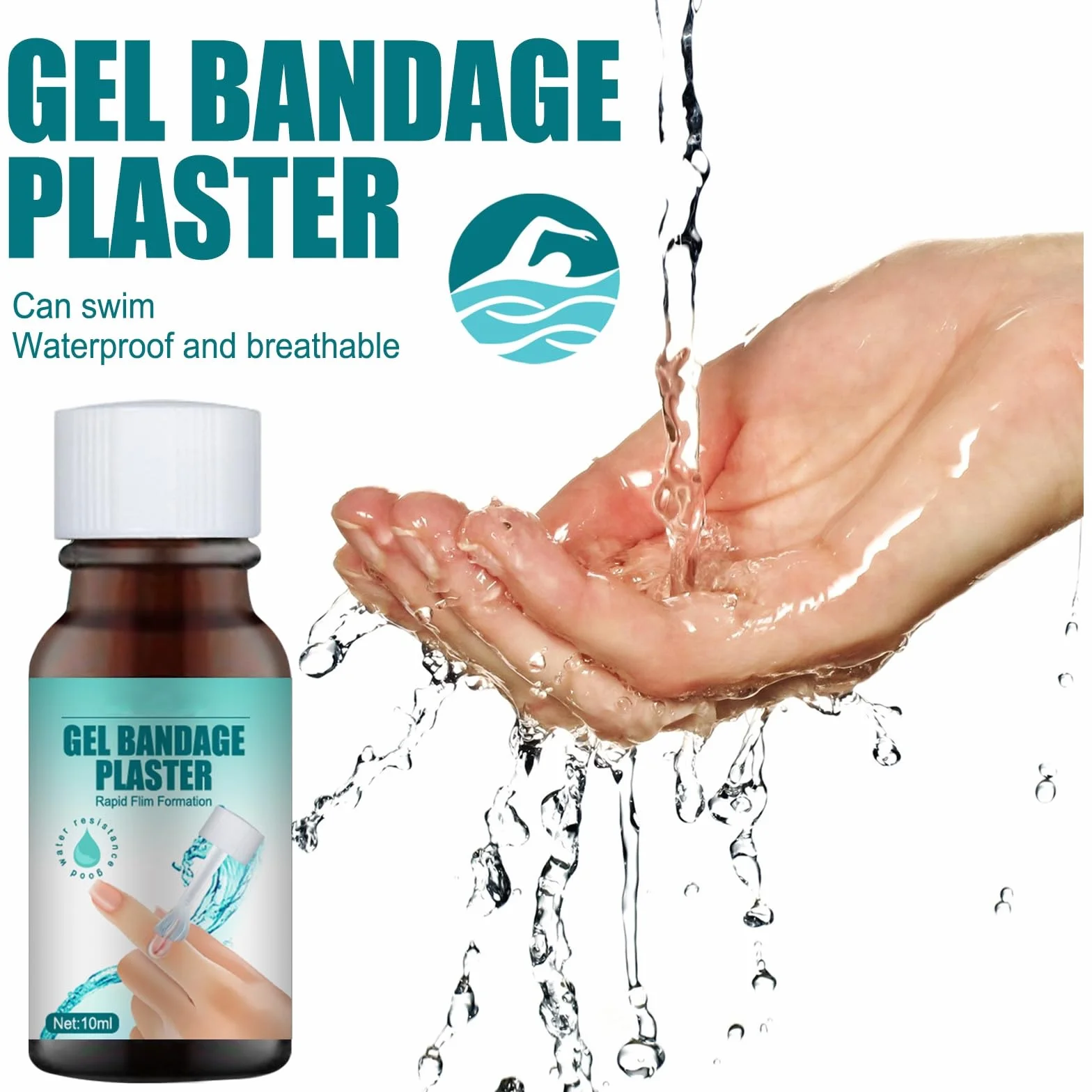 Yeso líquido para heridas, vendaje líquido de gel impermeable transpirable para cortes menores