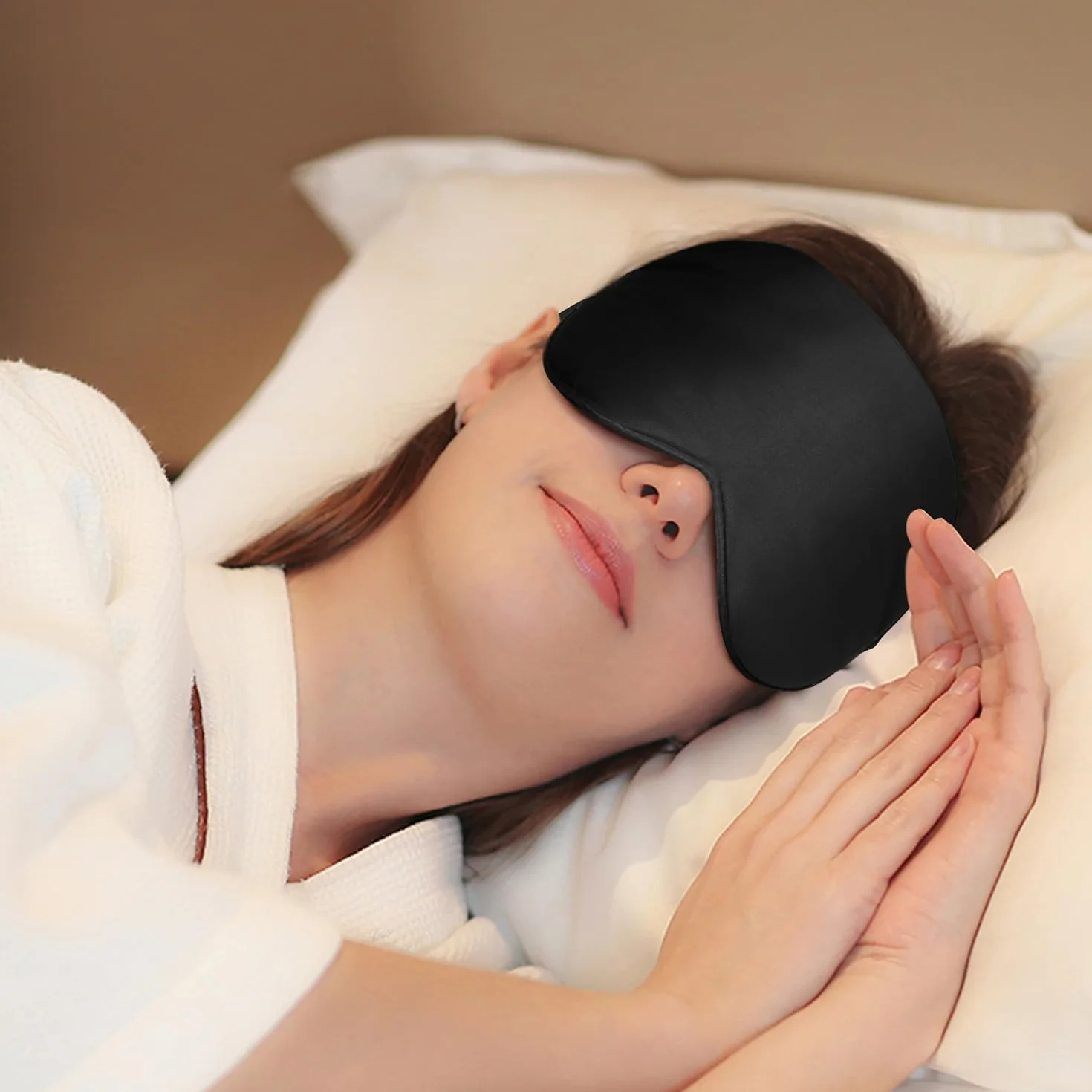 Gritin Antifaz para Dormir Seda Natural Anti-Luz Máscara con Correa y Tapón para Oídos
