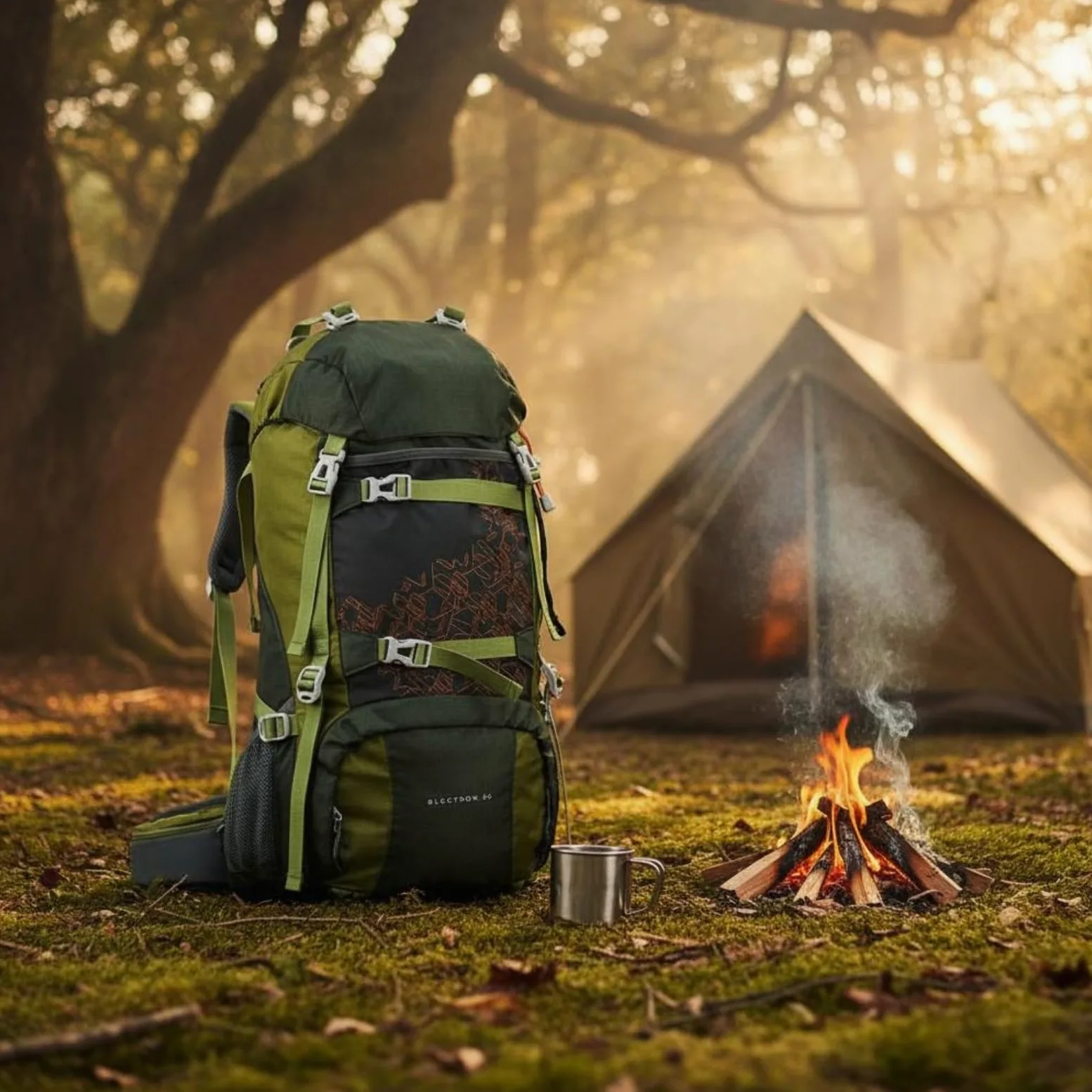 Baoblaze Mochila de Senderismo Mochila de Camping Mochila Impermeable Mochila de Trekking con Nylon y Silbato de Emergencia Tirantes Acolchados y, Verde, Verde Militar