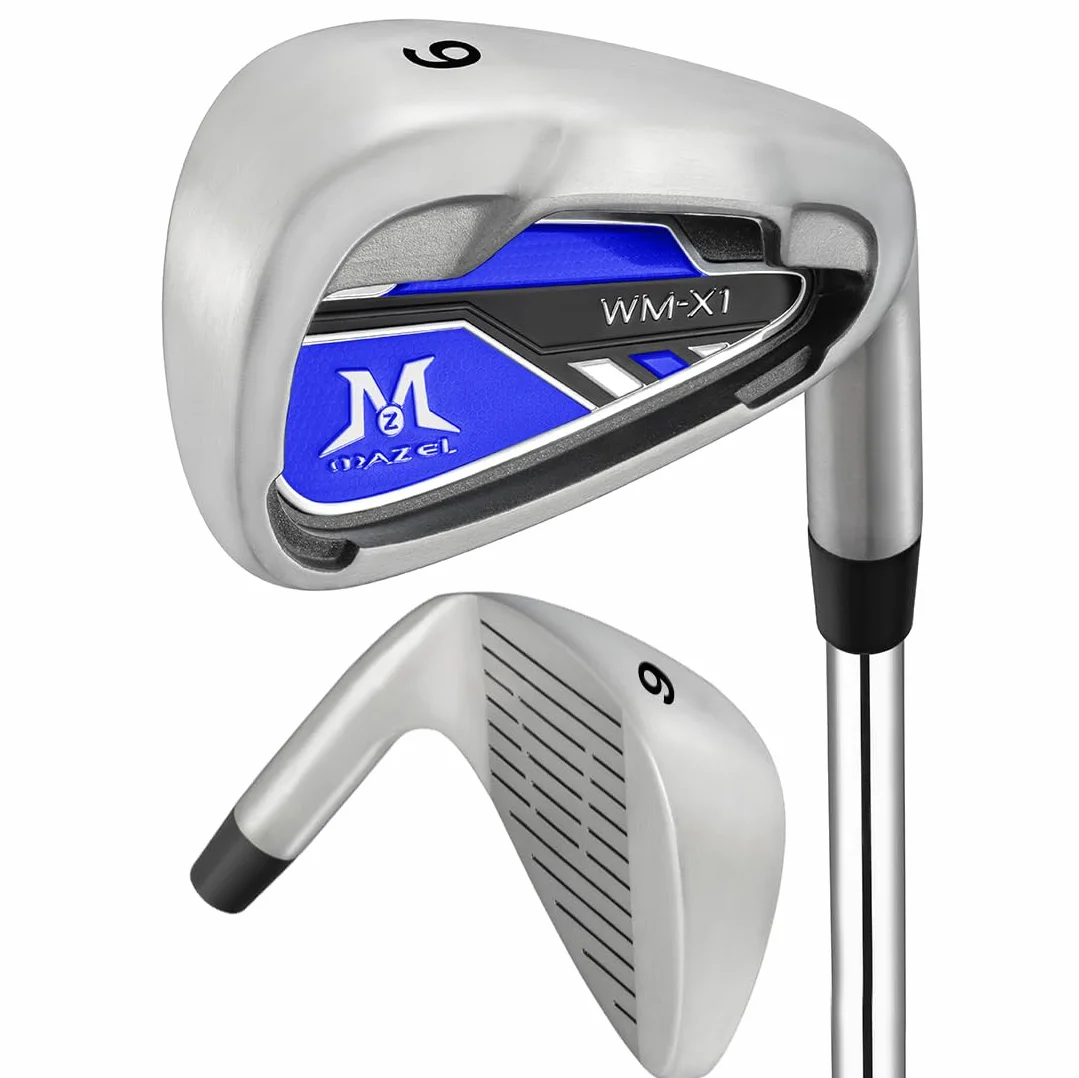 MAZEL Juego de hierros de golf para hombre, 1-9 PW SW, cuñas de lanzamiento y arena, eje de acero para diestros