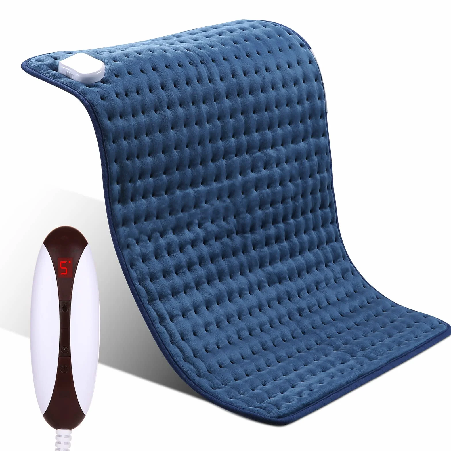 Almohadilla Térmica para Espalda, Cuello y Hombros, 50 X 60 CM con 1-2H Apagado Automático and 5 niveles de calefacción, Protección Contra el Sobrecalentamiento