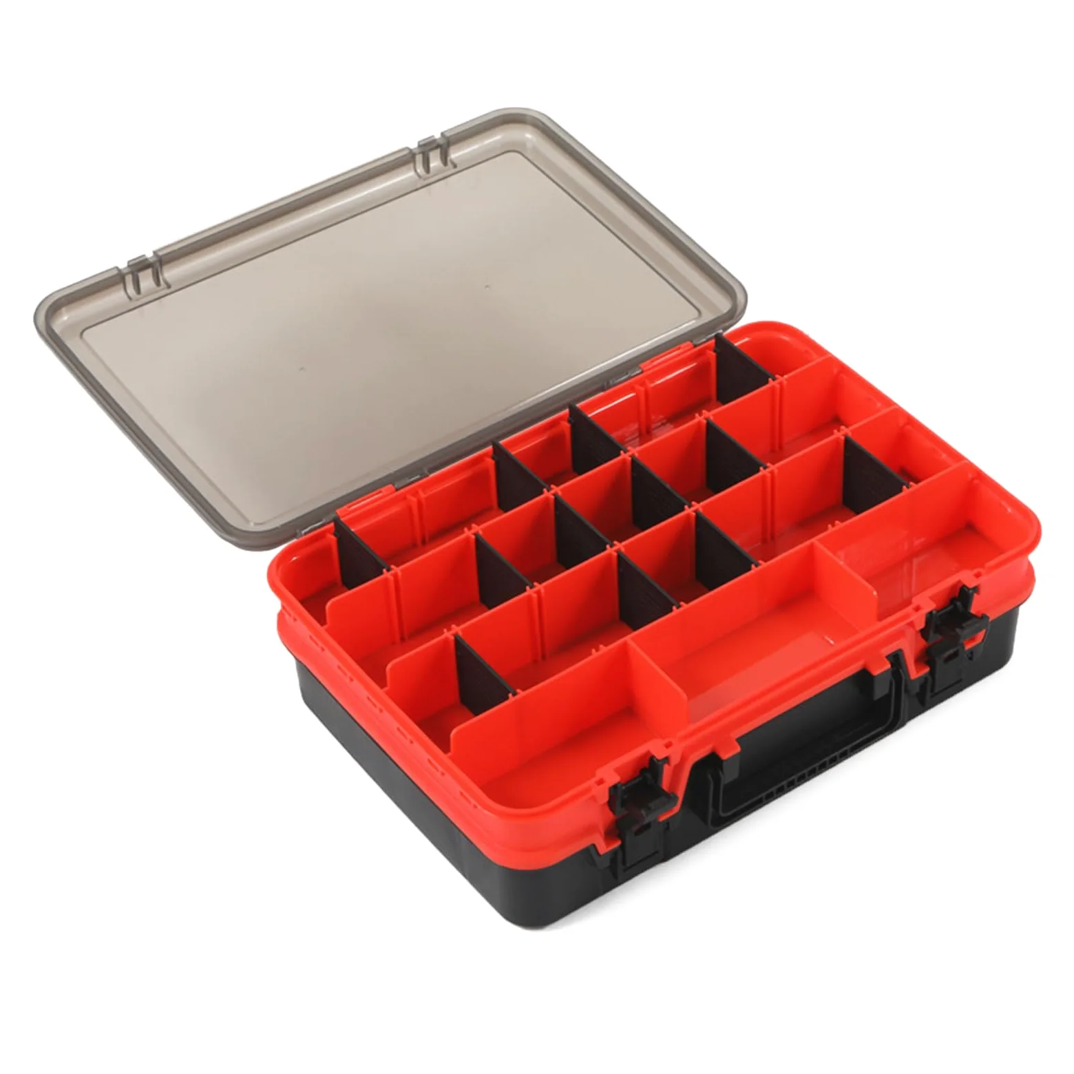 Caja de aparejos de pesca, almacenamiento de aparejos de pesca, estuche visible, doble capa, señuelos de pesca, cebos, gancho, contenedor, equipo de pescadores