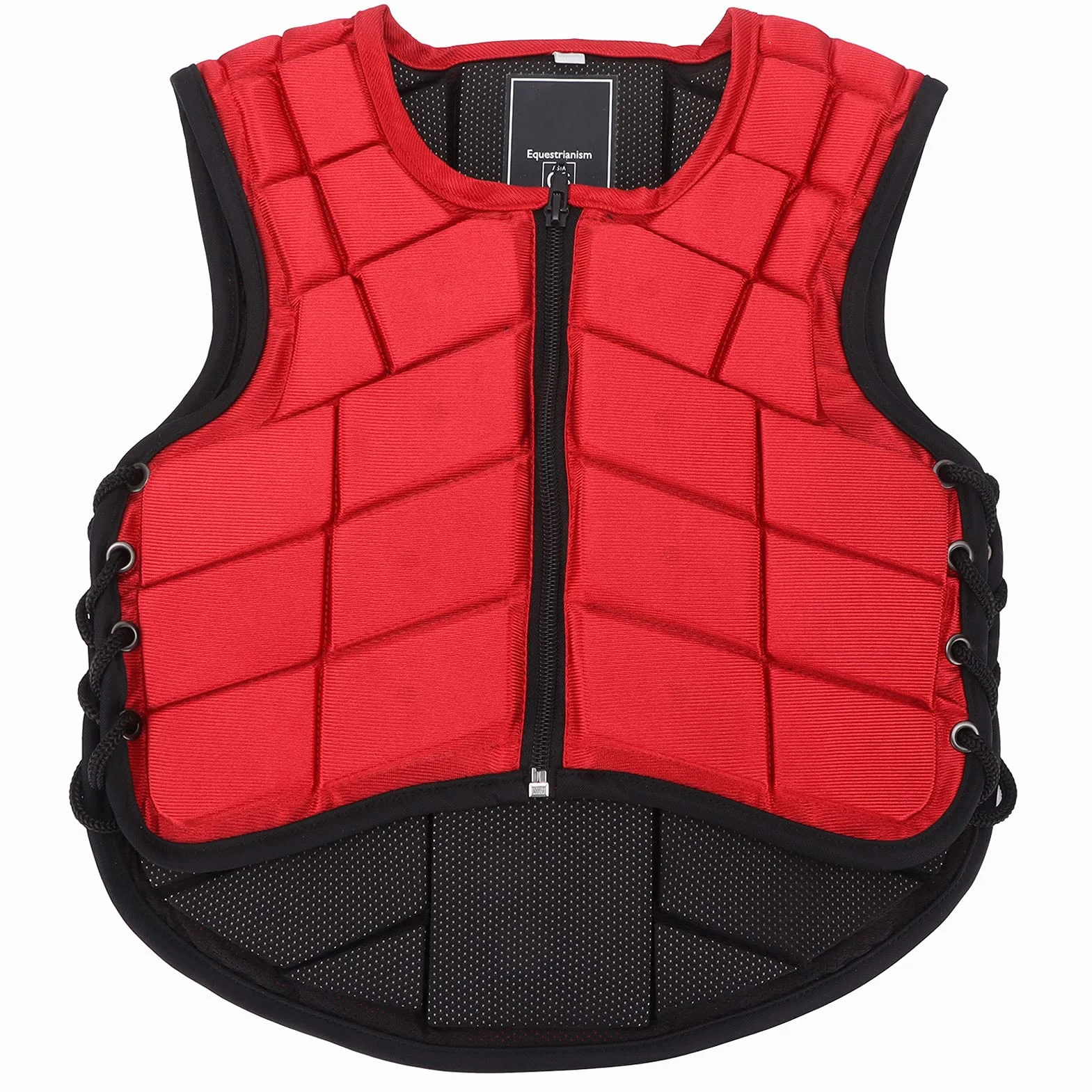 RiToEasysports Chaleco Ecuestre para Niños, Chaleco Ecuestre de Seguridad para Montar a Caballo, Diseño Lateral Ajustable, Chaleco Protector de Cuerpo Ecuestre Acolchado de Espuma, Rojo para