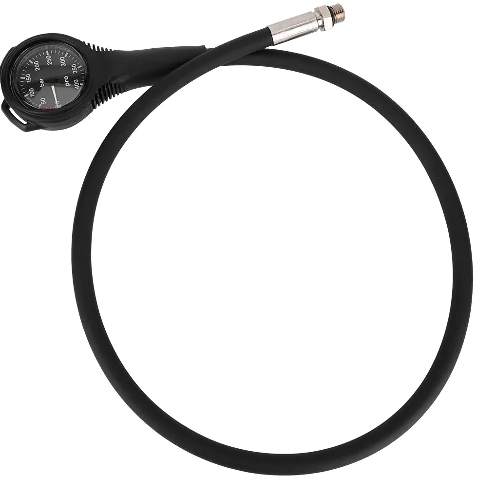 Tbest Manómetro Sumergible para Buceo con Esfera Luminosa, 400 Bar, Negro, Accesorio Buceadores Profesionales