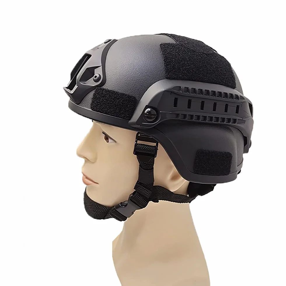 Casco táctico, Casco rápido de Airsoft, Casco Militar Tipo PJ, Casco de Paintball, cabeceo de protección de Montaje NVG Ajustable para la Caza - 22.05-23.62 Pulgadas,Negro