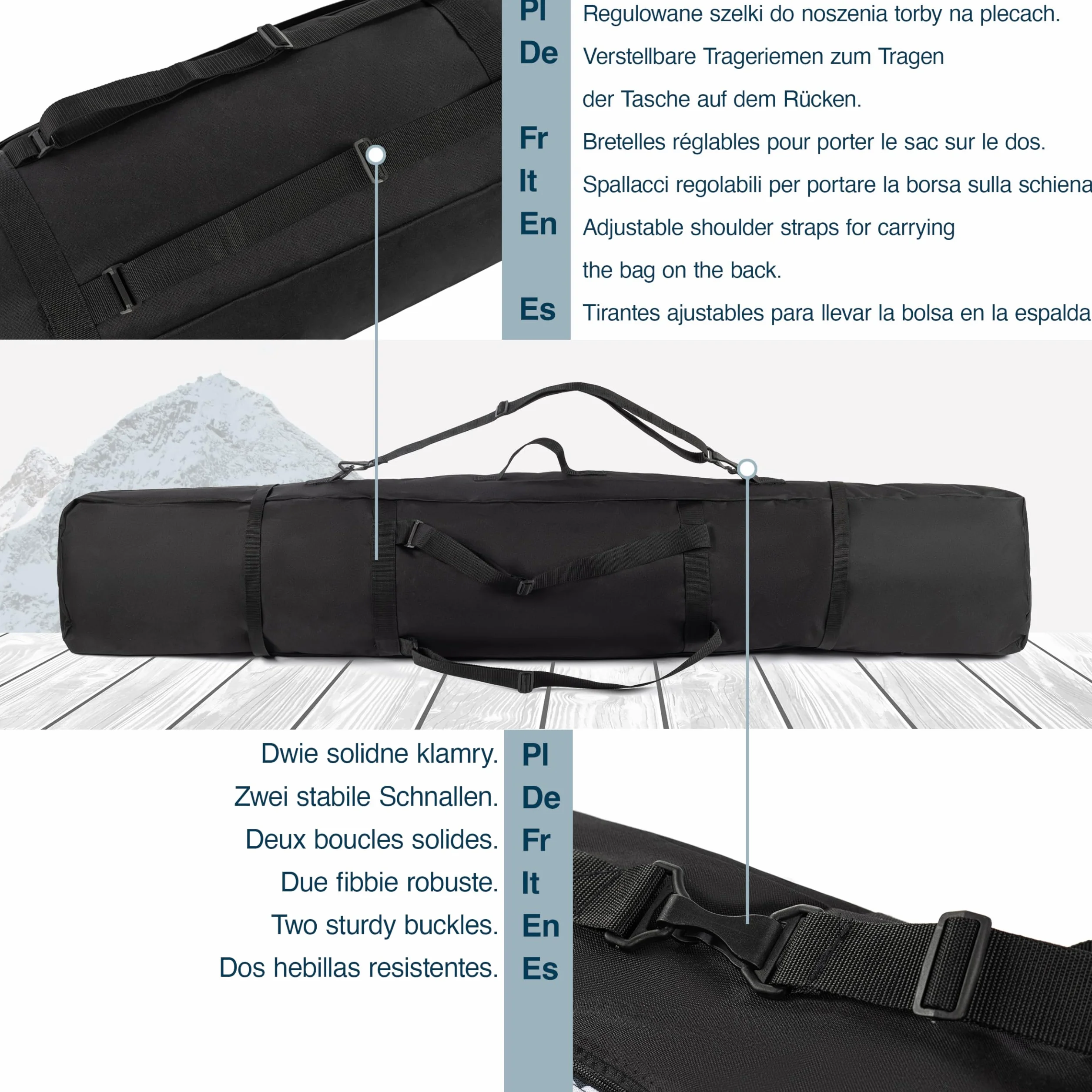 Bolsa para Snowboard 170 cm Impermeable Protectora Resistente Ligera