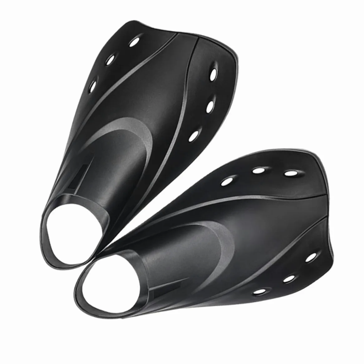 Aletas Cortas Ajustables de Natación para Buceo, Negro L | Material Flexible, Diseño Ligero, Uso en Mar y Piscina, para Adultos Hombres y Mujeres