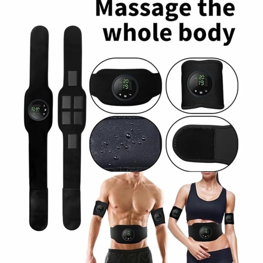 Next Gen EMS Muscle Stimulator and Muscle Fitness AB Belt, Rechargeable Adjustable EMS Muscle Toner Abs with 12 Modes & 19 Intensity, for Home Office Gym Workout