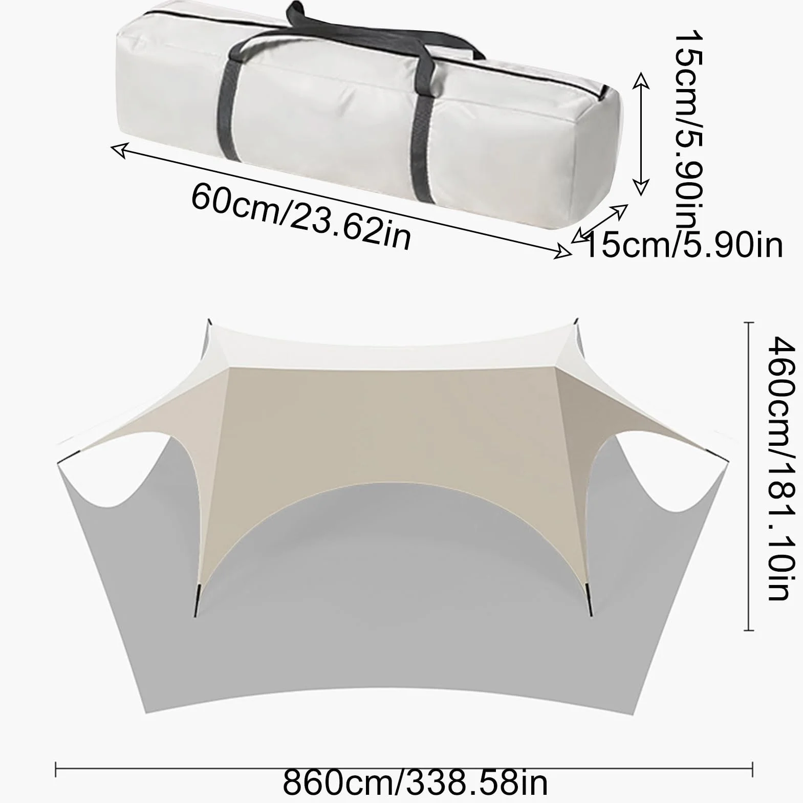 Toldo Exterior, Sombra Rápida para Camping, Estructura Resistente con Protección Solar para Barbacoa Boda Jardín Picnic Piscina Césped Terraza Porche