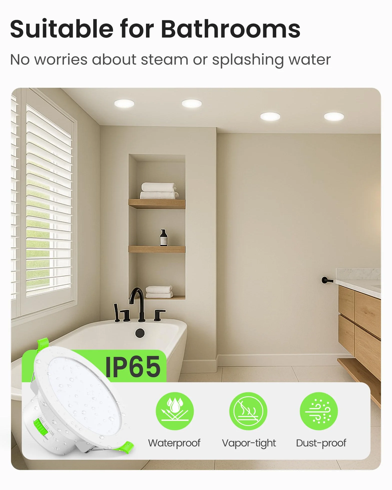 ALUSSO Downlight LED Techo Empotrable Regulable 10W IP65 3000K 4000K 5700K Ajustable φ70-80mm 12 Pack