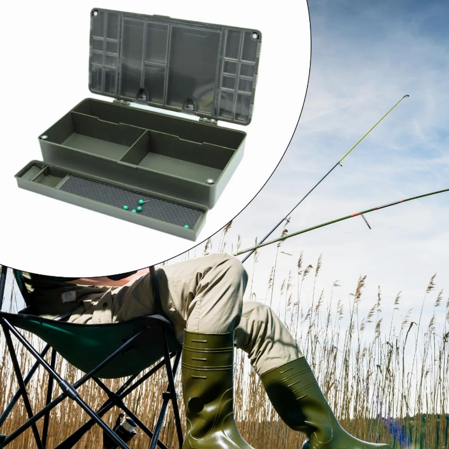 Caja de Aparejos de Pesca de Carpa, Contenedor de Almacenamiento de Equipo de Pesca