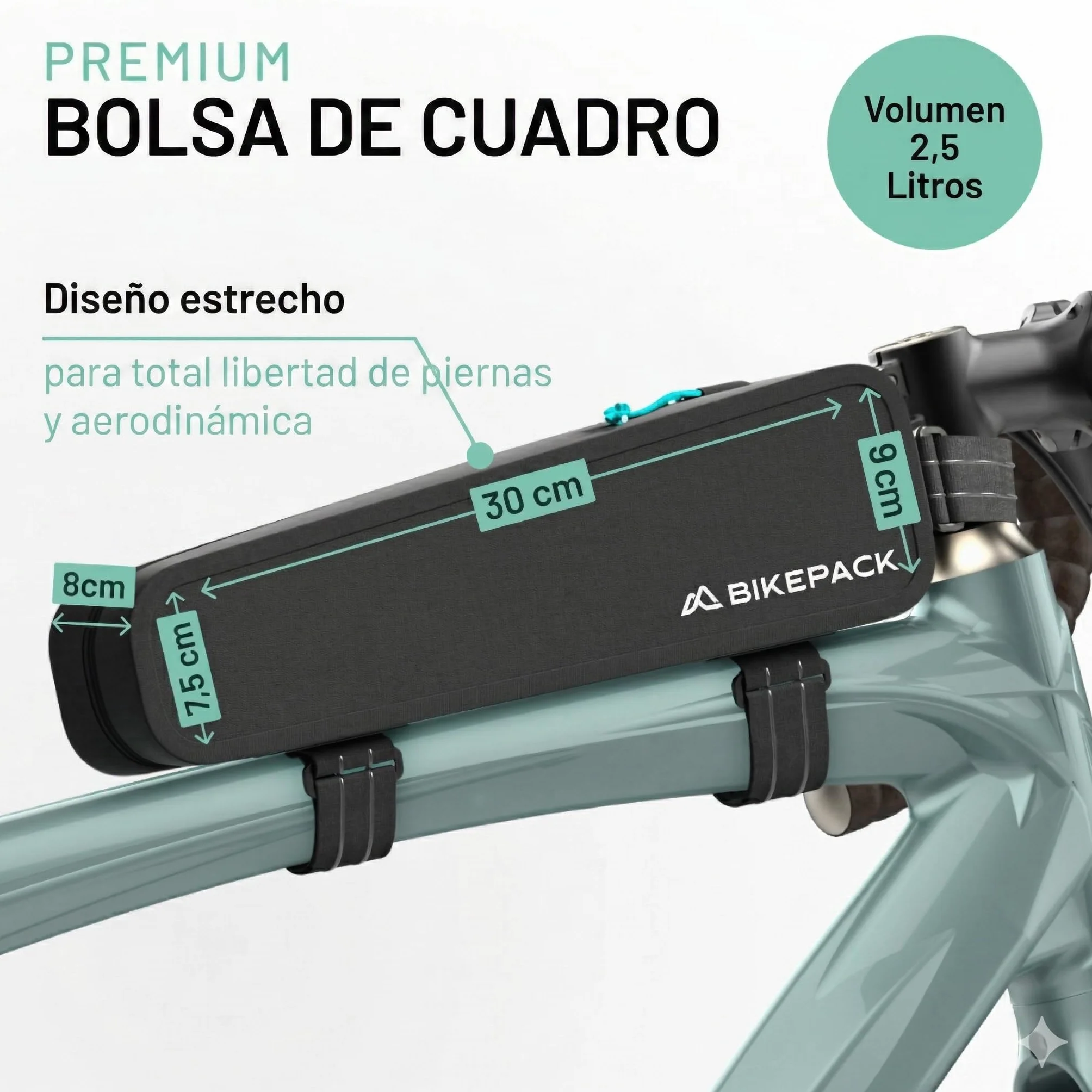 BIKEPACK Bolsa para tubo superior para bicicleta - Bolsa de tubo superior - Accesorios para bicicleta Gravel Bike - 100% impermeable