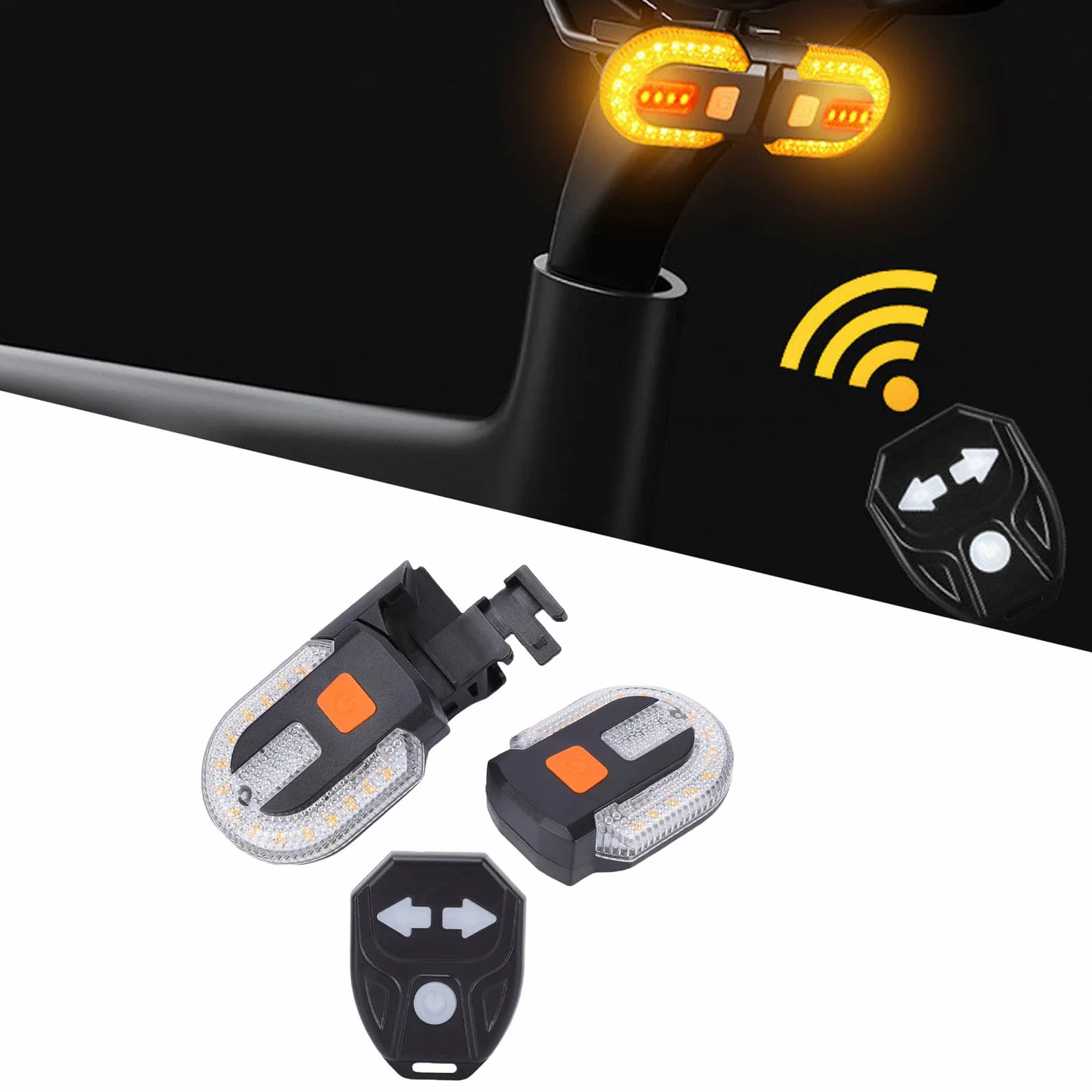 CHICIRIS Señales de para Bicicleta Luz Trasera LED Recargable por USB con Control Remoto 5 Modos ABS 4 Luces Traseras 2 Controles Remotos para Montar de Noche en Bicicletas de Montaña