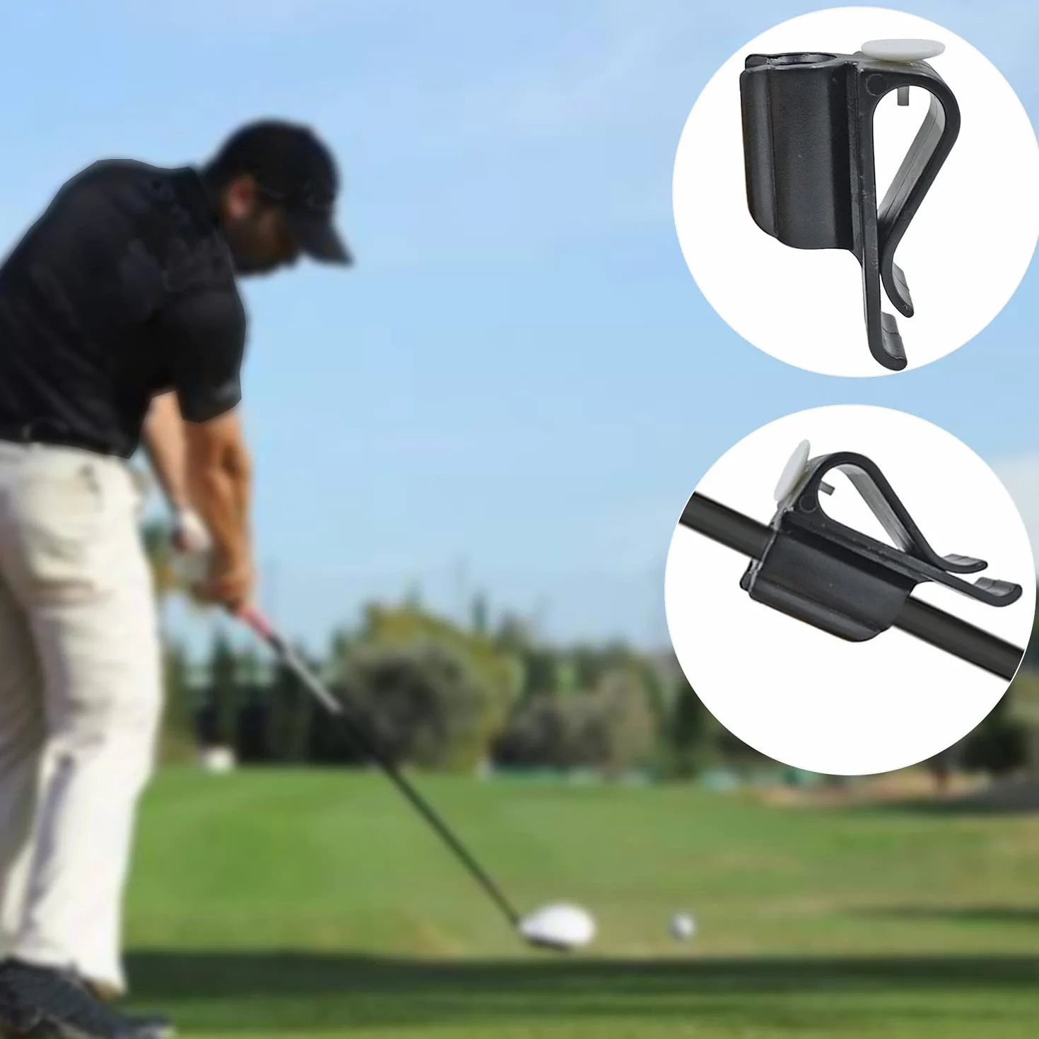4 clips para bolsas de palos de golf en soporte para putter, soporte de sujeción de plástico duradero, color negro, accesorios de golf para hombres y mujeres