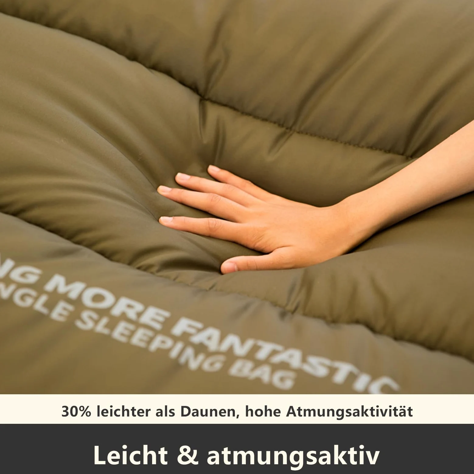 BISINNA Saco de Dormir para Adultos, de Camping, con Grafeno y Poliéster, Silencioso - Transpirable - 220x90cm para 4 Estaciones (1.8kg/2.5kg)