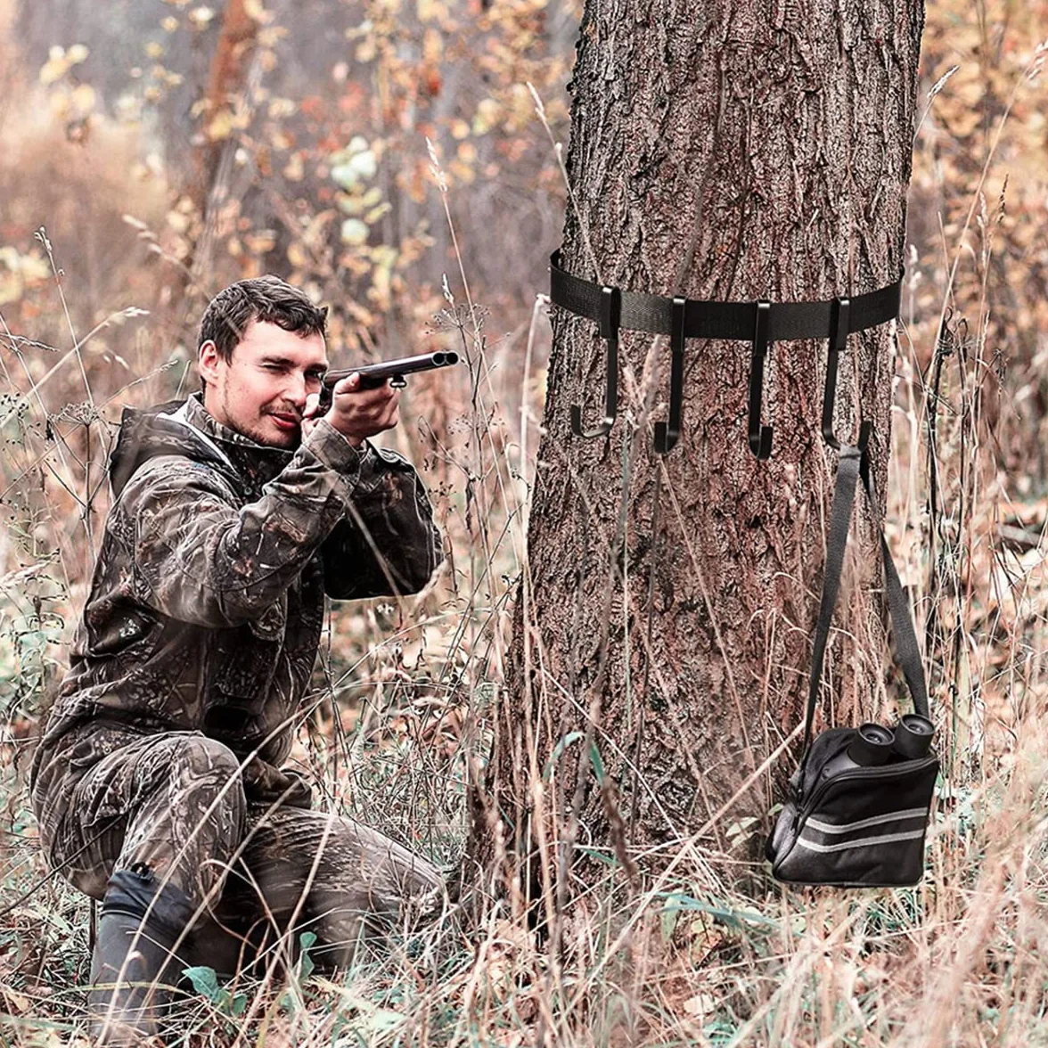 scosao Treestand Correa Multi-Gancho Caza Soporte para Accesorios, Puesto de Caza de Árbol para Equipos de Caza de Camping, Acampada al Aire Libre, Senderismo