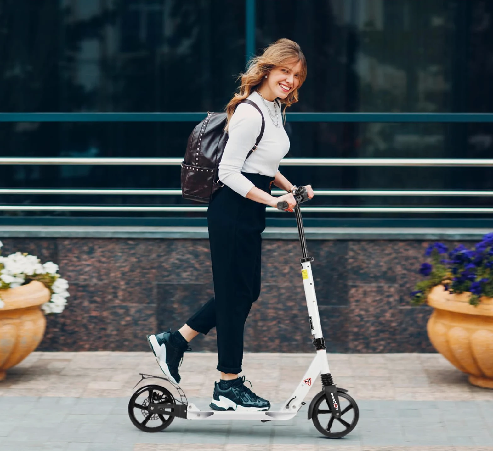 Patinete Plegable para Adultos con Ruedas 200 mm Frenos Disco Altura Ajustable