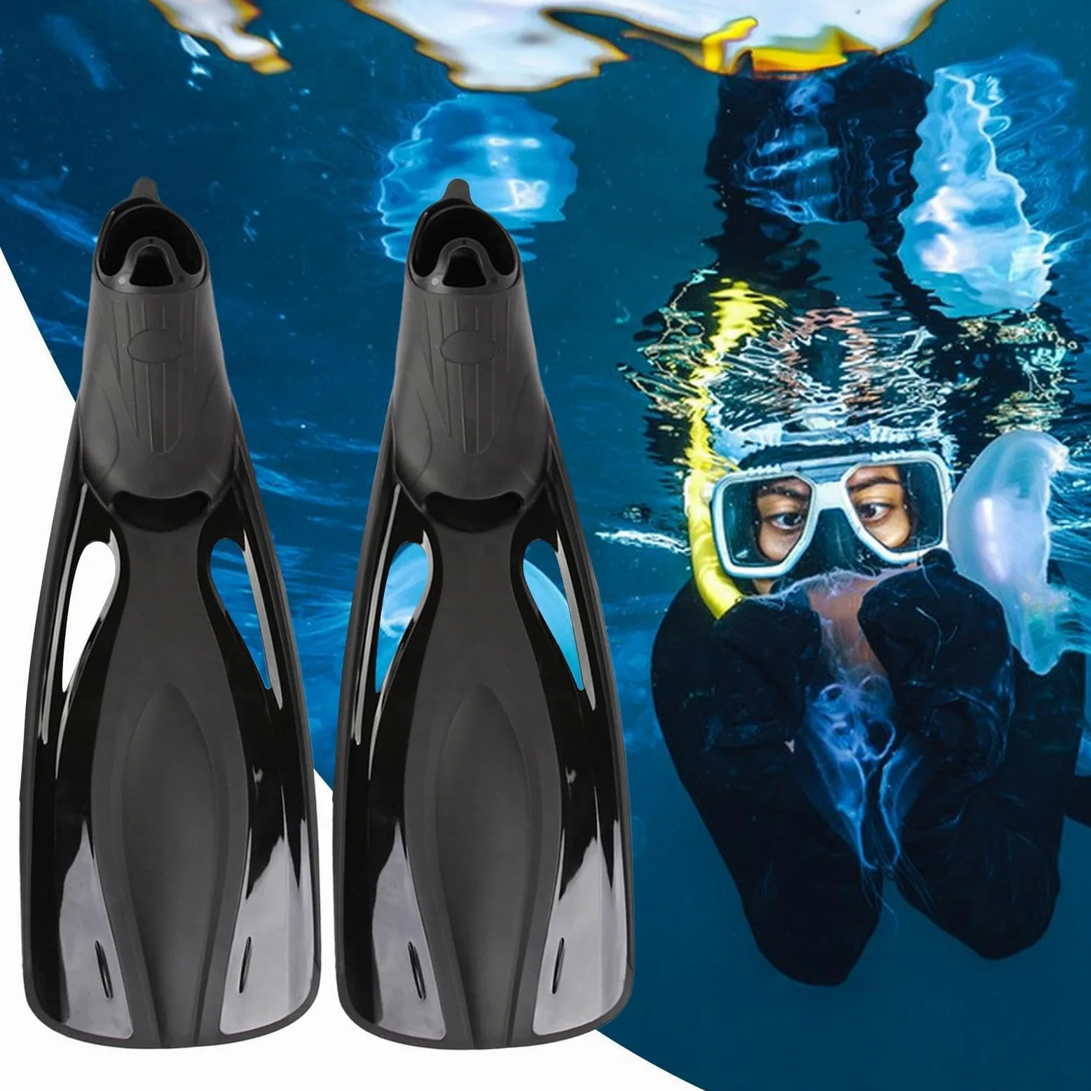 Aletas de Snorkel 1 Par, Ajustable, Tamaño De Viaje, Buceo | Aletas Natación Y Snorkel Para Adultos para hombres principiantes expertos buceo con tubo deportes acuáticos entrenamiento