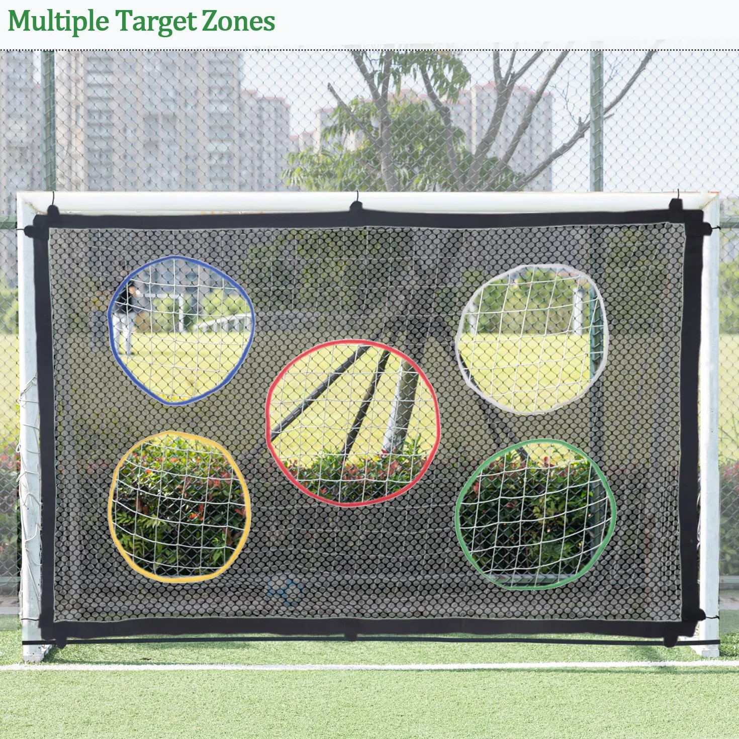 Portería de fútbol con red de entrenamiento, 5 zonas de puntuación