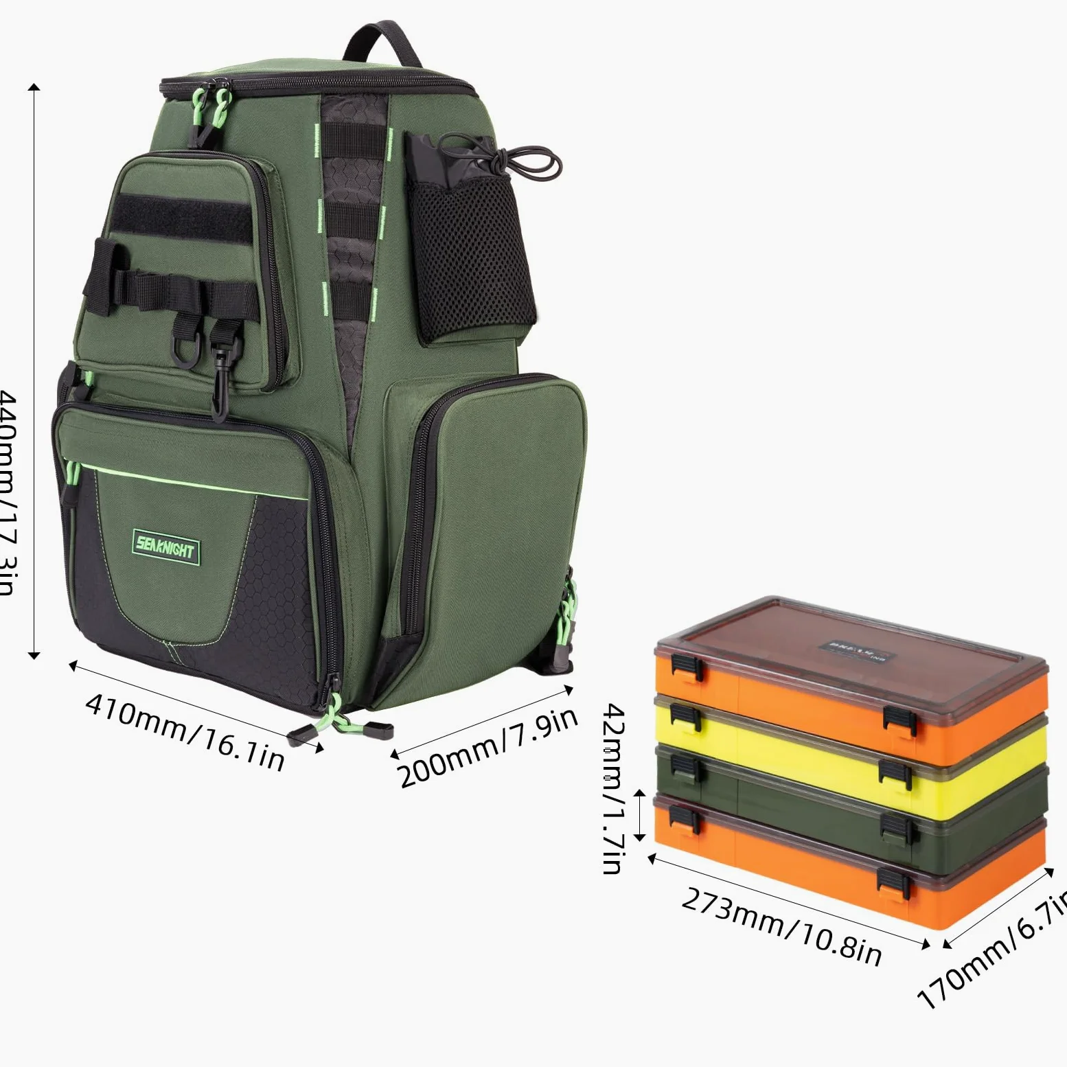 Seaknight Bolsa de Pesca SK004 Mochila Multifuncional Impermeable con Caja de señuelos Mochila de Almacenamiento para Acampar al Aire Libre Senderismo