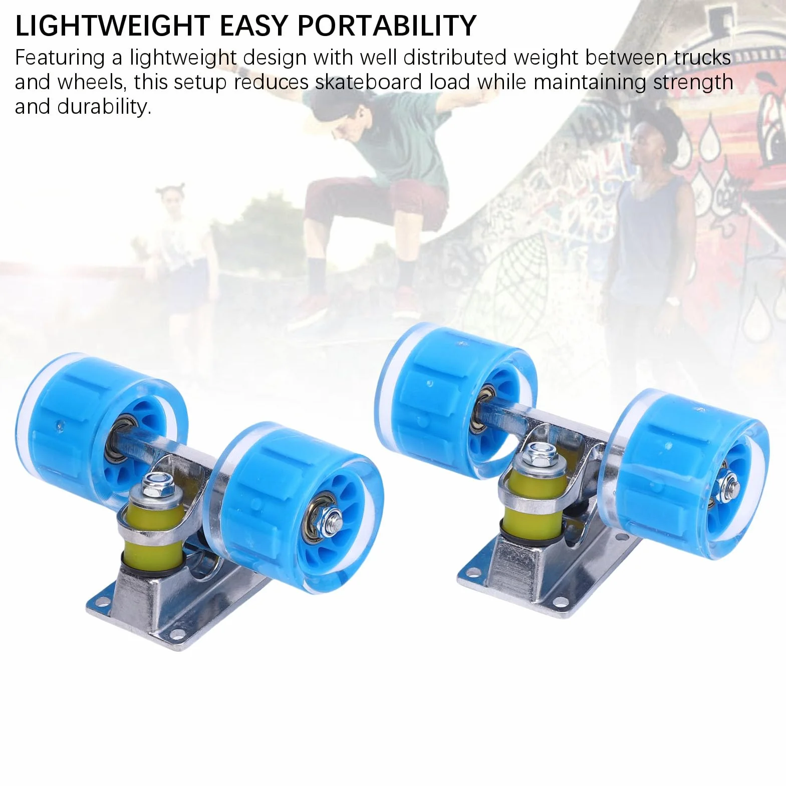 Fockety Juego de Ejes y Ruedas para Patineta Longboard (55 X 45 mm), Juego de Ruedas y Ejes de Aleación de Aluminio, Kit de Hardware Básico para Cruiser
