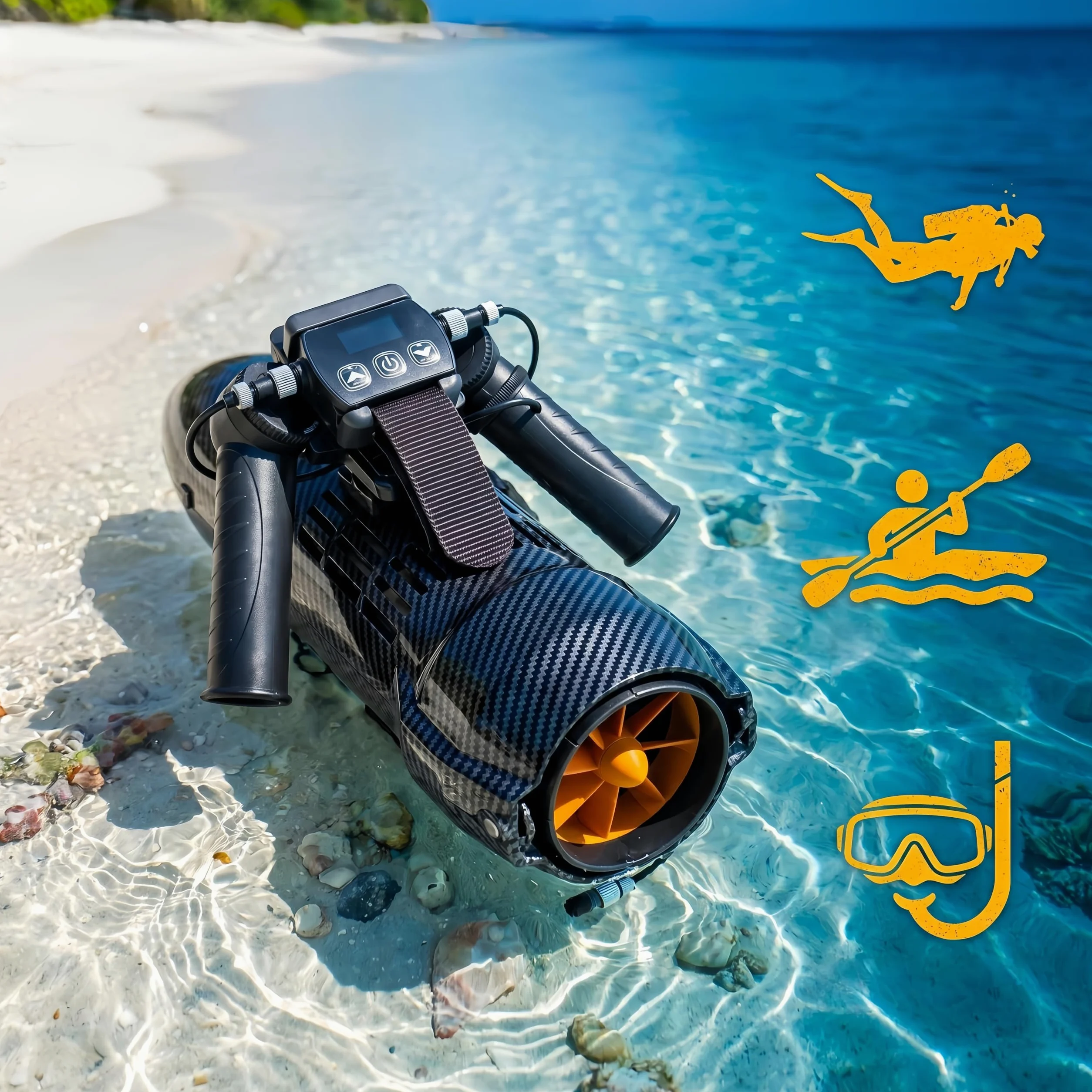 Camolech Aquila Drive CM6-1 - Scooter submarino de batería dual, motor para tabla de remo con 2x4400mAh, propulsor eléctrico de montaje manual/mochila/SUP para buceo, esnórquel en mar, lago y piscina