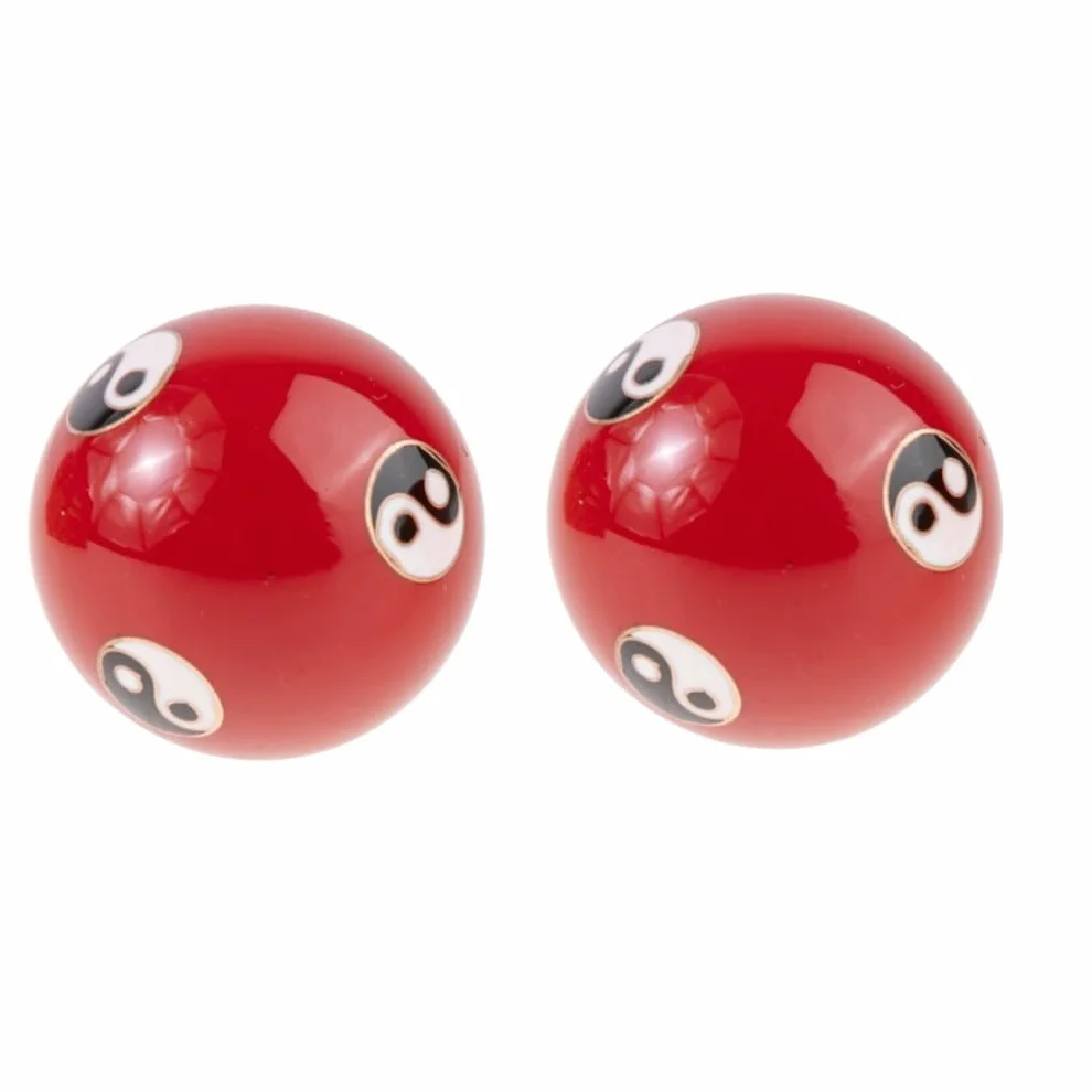 Caja de Bolas Qi Gong Yin Yang - Bolas Chinas antiestrés Esmalte ⌀ 40 mm - Regalo Zen - Rojo