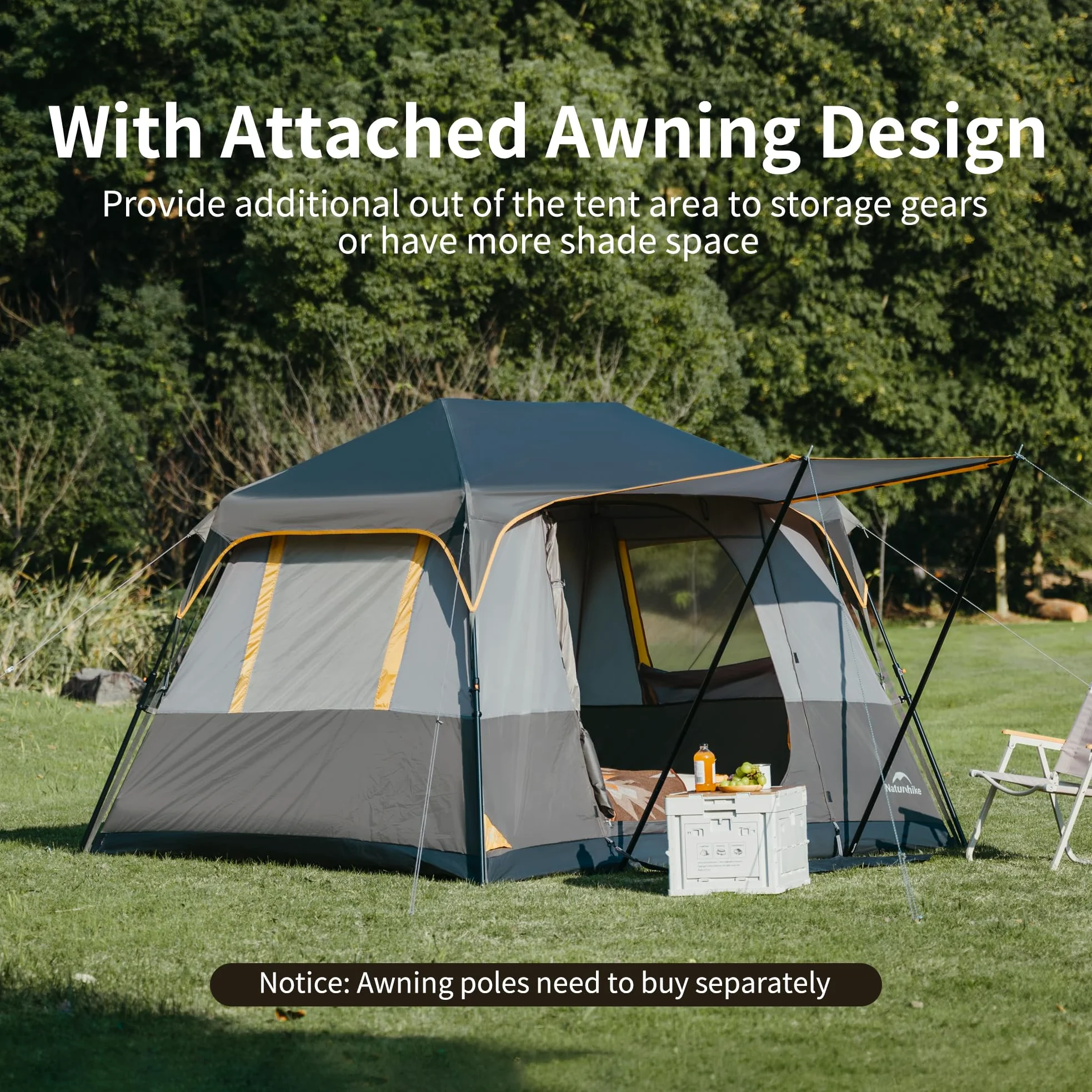 Naturehike Cape - Tienda de campaña para 4/6/8 personas, tienda de campaña instantánea de fácil instalación 60S, tienda de campaña desplegable impermeable, grande y alta para 6/8 personas para camping