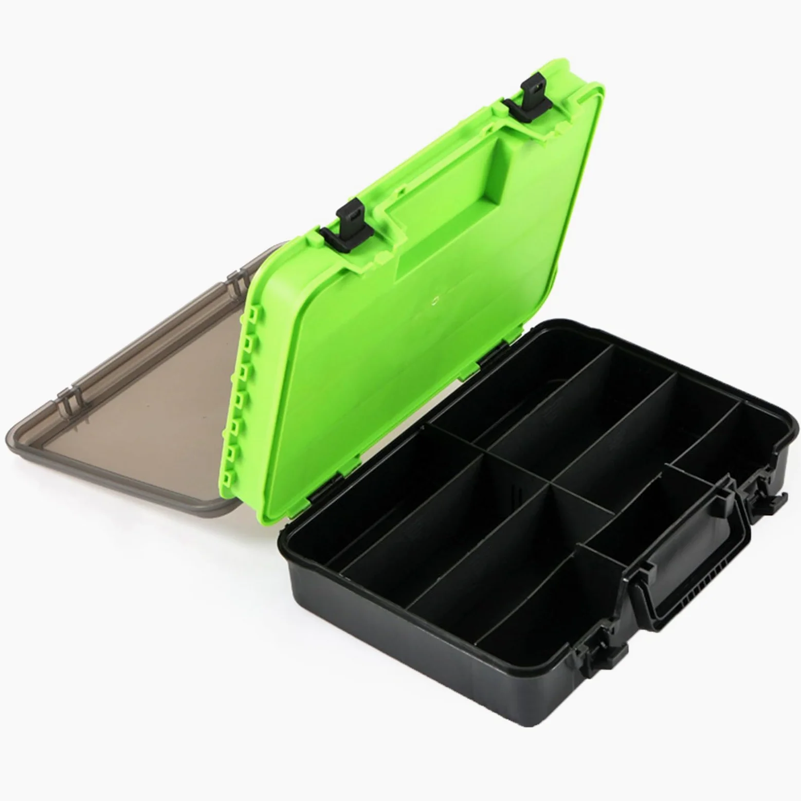 Caja de aparejos con múltiples compartimentos, doble capa, señuelos de pesca, cebos, gancho, caja de almacenamiento de accesorios de pesca, organizadores de equipo