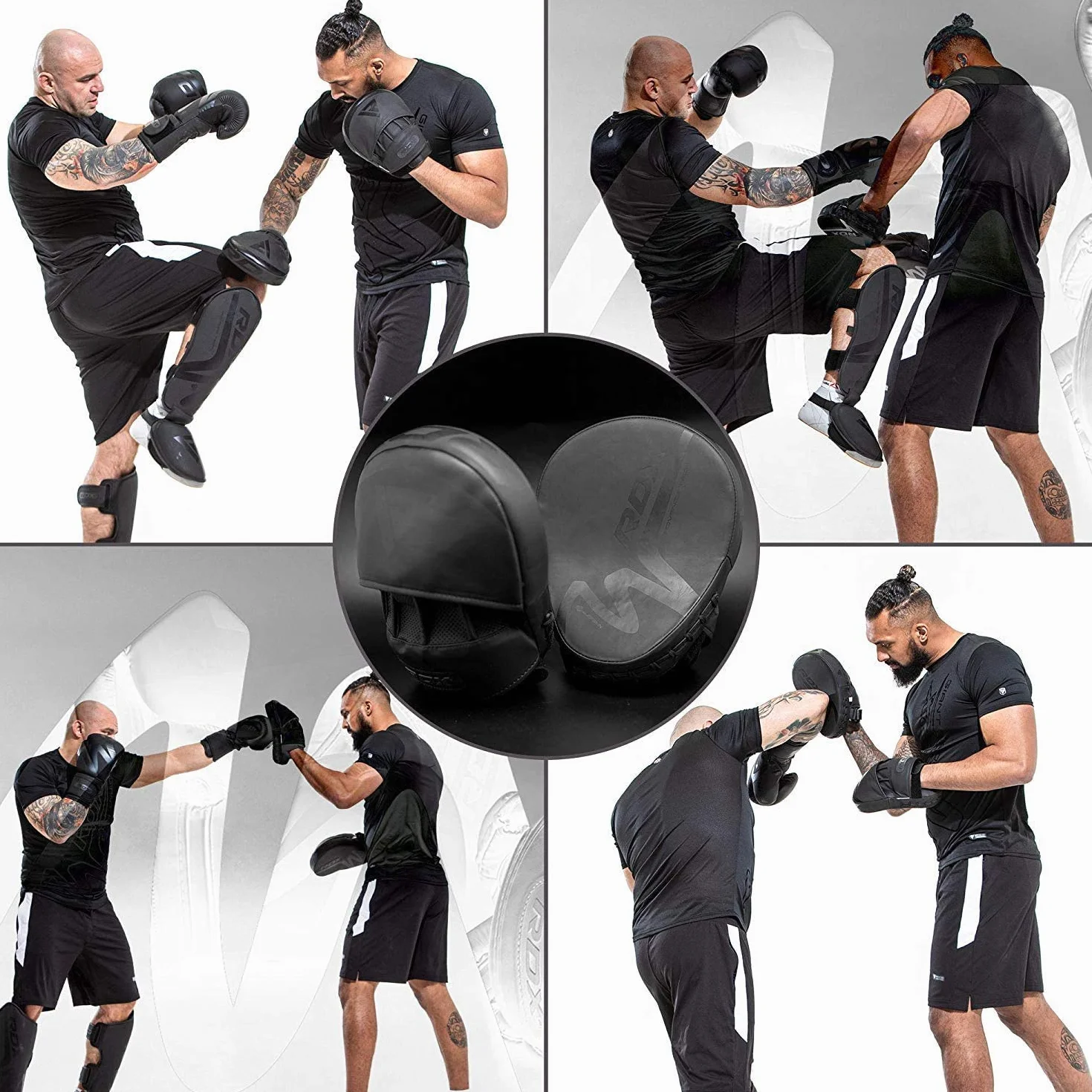 RDX Manoplas de Boxeo Muay Thai MMA Paos, Cuero Curvadas Boxing Pads para Kick Boxing Sparring