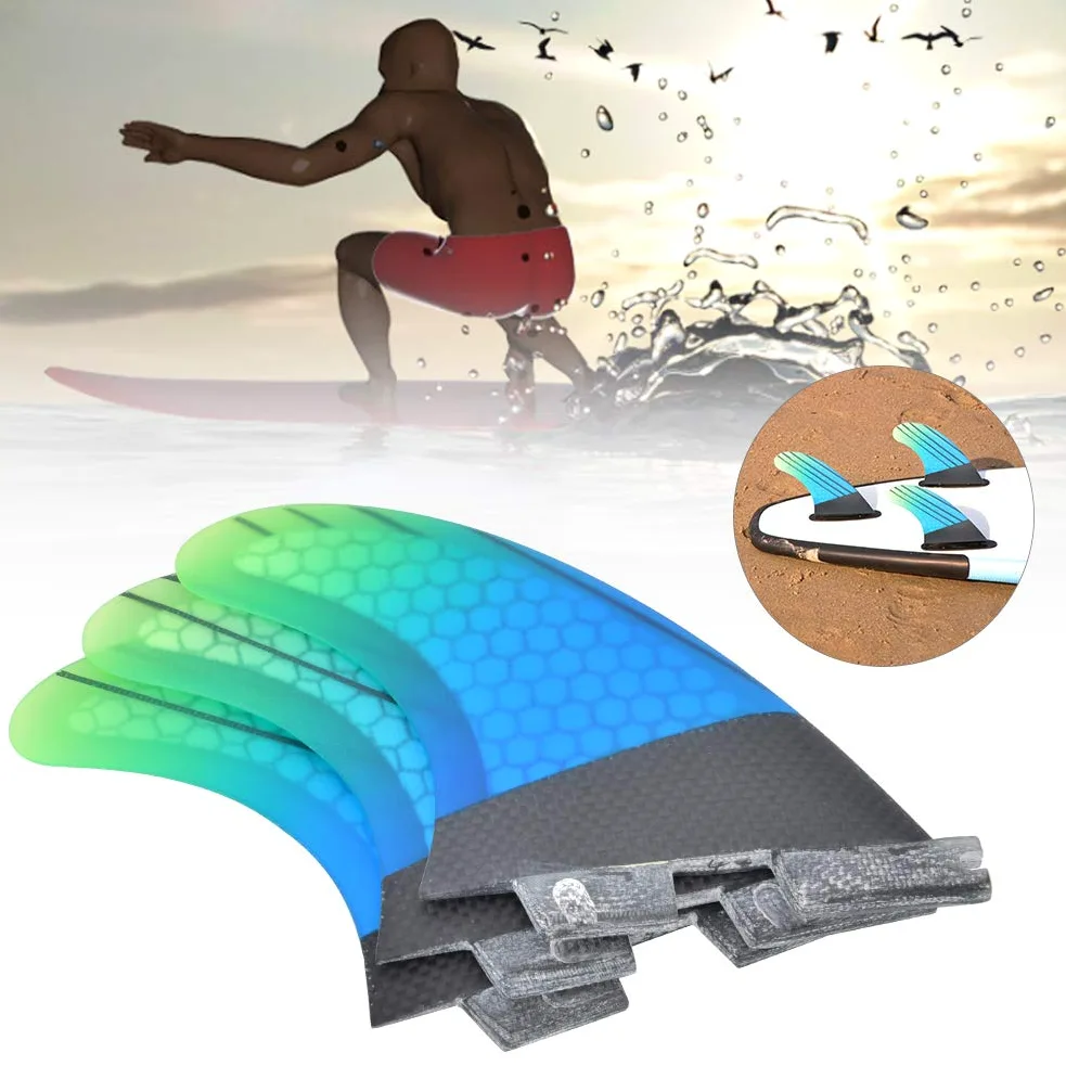 Fiberglass FCS2 elegante Agrase de surf verde de la aleta de aleta de surf de aleta flexible para ondas huecas y paletas de paleta
