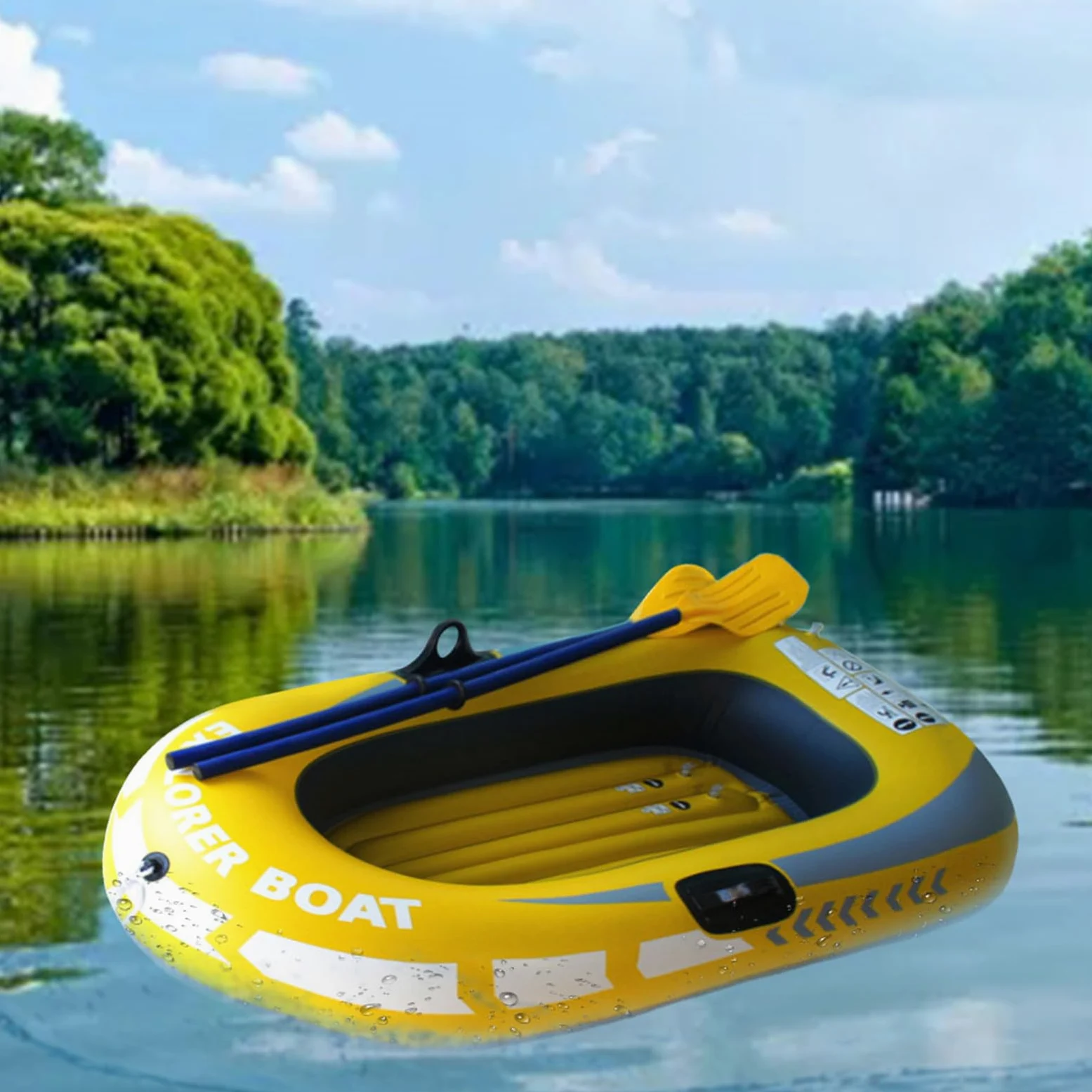 Barco inflable de 1/2 - balsa de aire portátil para adultos y niños usos al aire libre, agua de agua para viajes gratis | Diseño de material robusto, tema 'aventura, sistem