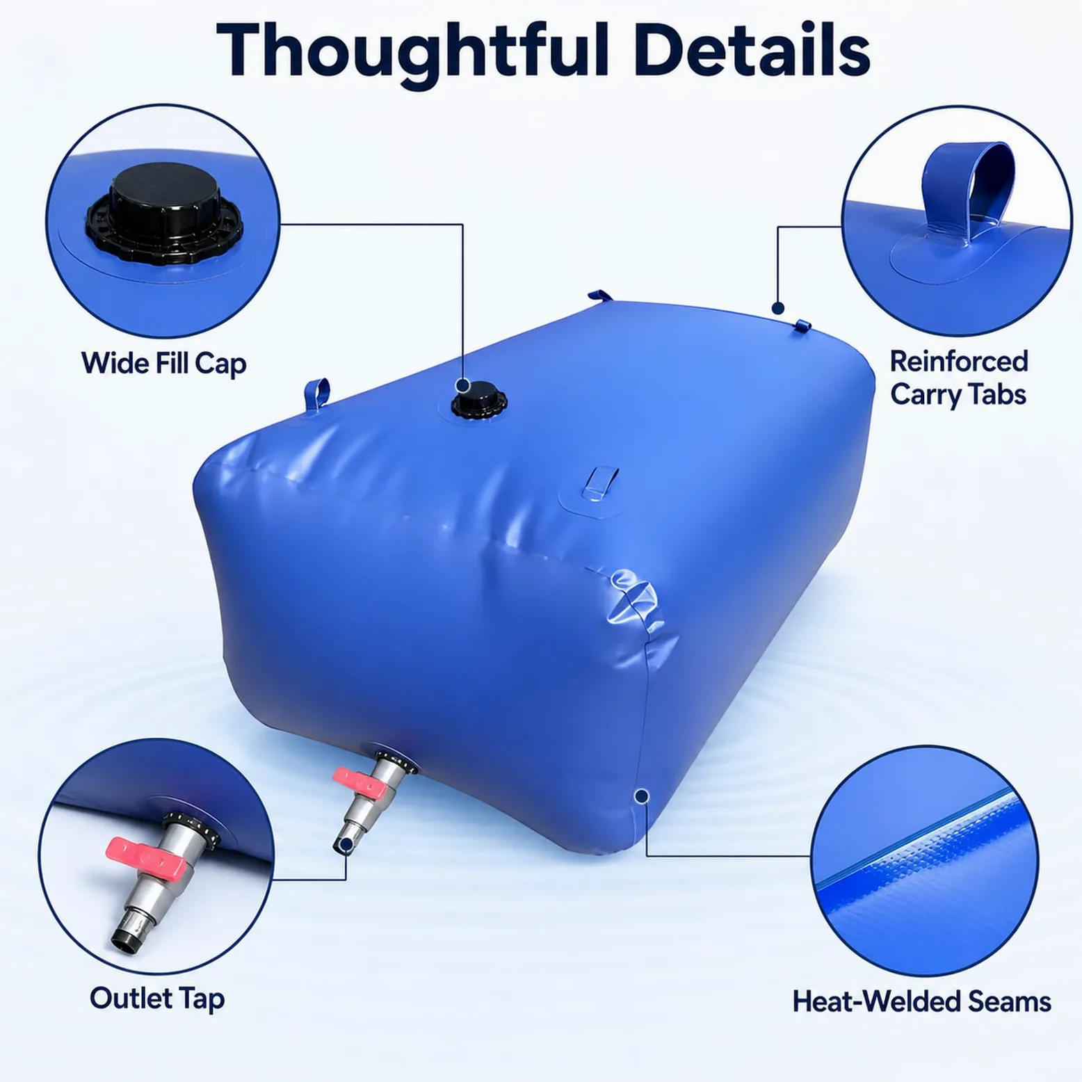 Bolsa De Agua Plegable Engrosada,DepóSito De Agua Plegable De PVC,Vejiga del Almacenamiento De Agua con VáLvula,FáCil De Usar,para Acampar,para Resistencia A La SequíA,Riego