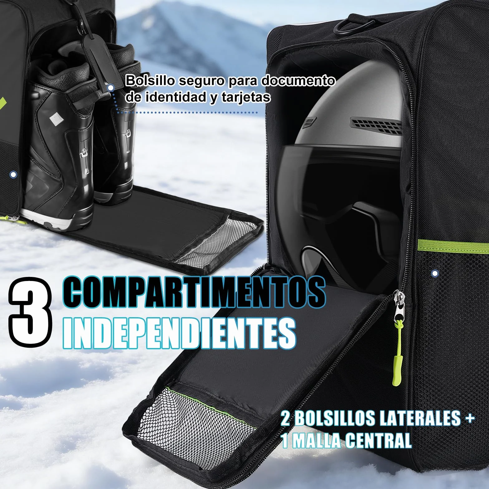 Bolsa Botas Esqui con Sistema Ventilación de Malla y Refuerzo EVA 40L