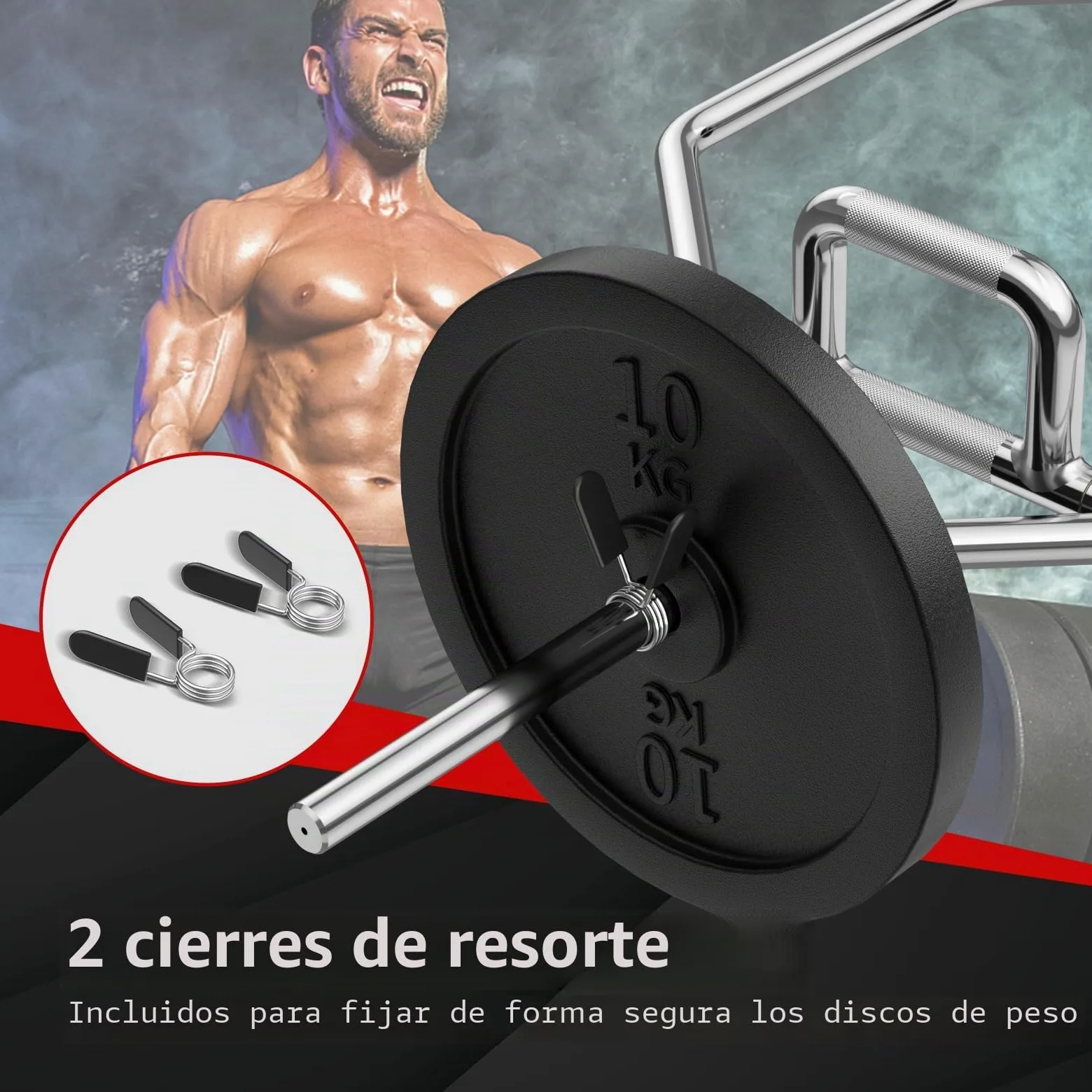 GOPLUS Barra Hexagonal para Sentadillas y Peso Muerto con Carga de 363 kg | Barra Z de Musculación con Mango Plegable, Moleteado y Cierre de Muelle, Plateado