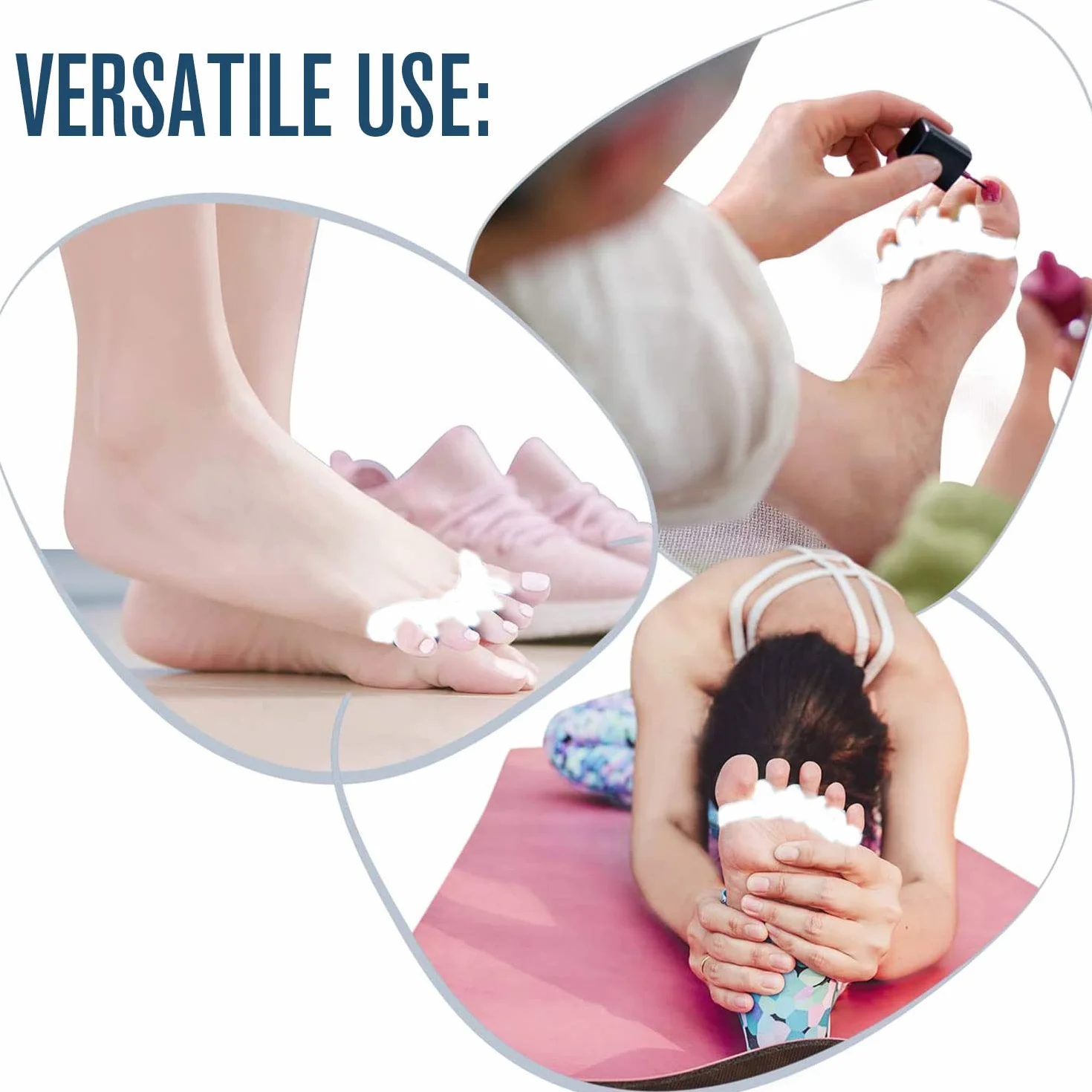 Separador Dedos Pie Silicona Ortopédico 6X Ajuste Ballet Yoga Atletas Blanco