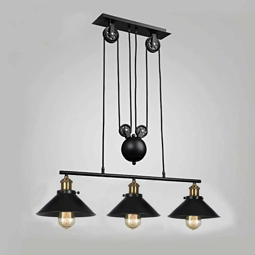 Lámpara de techo regulable industrial rústica vintage tres luces para cocina comedor