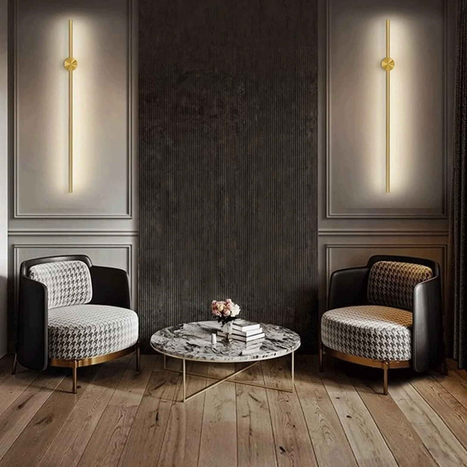 Lámpara Aplique de Pared LED Lineal Dorado 3000K Rotación 330° Ajustable