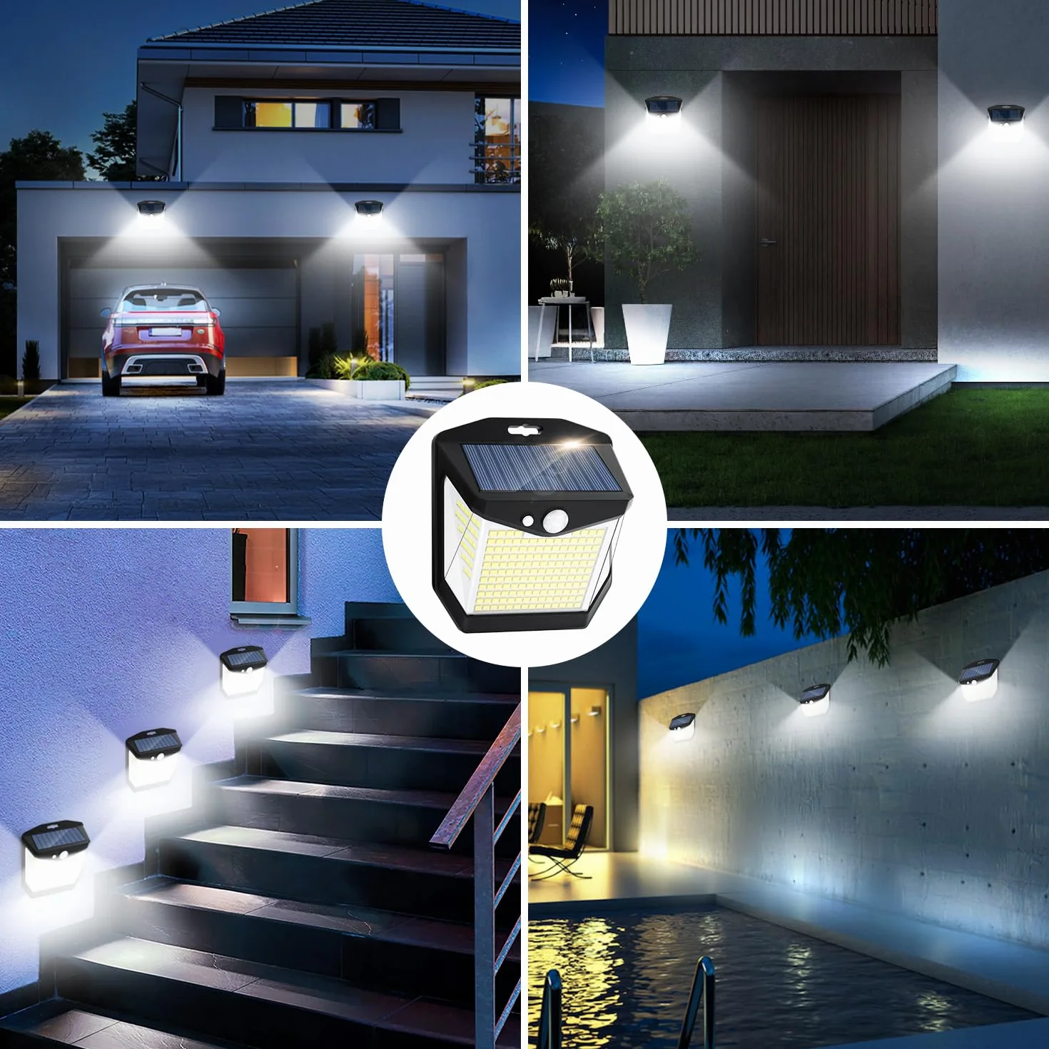 Luces Solares LED Exterior con Sensor de Movimiento 270° 6 Paquete IP65 Impermeable 248 LED