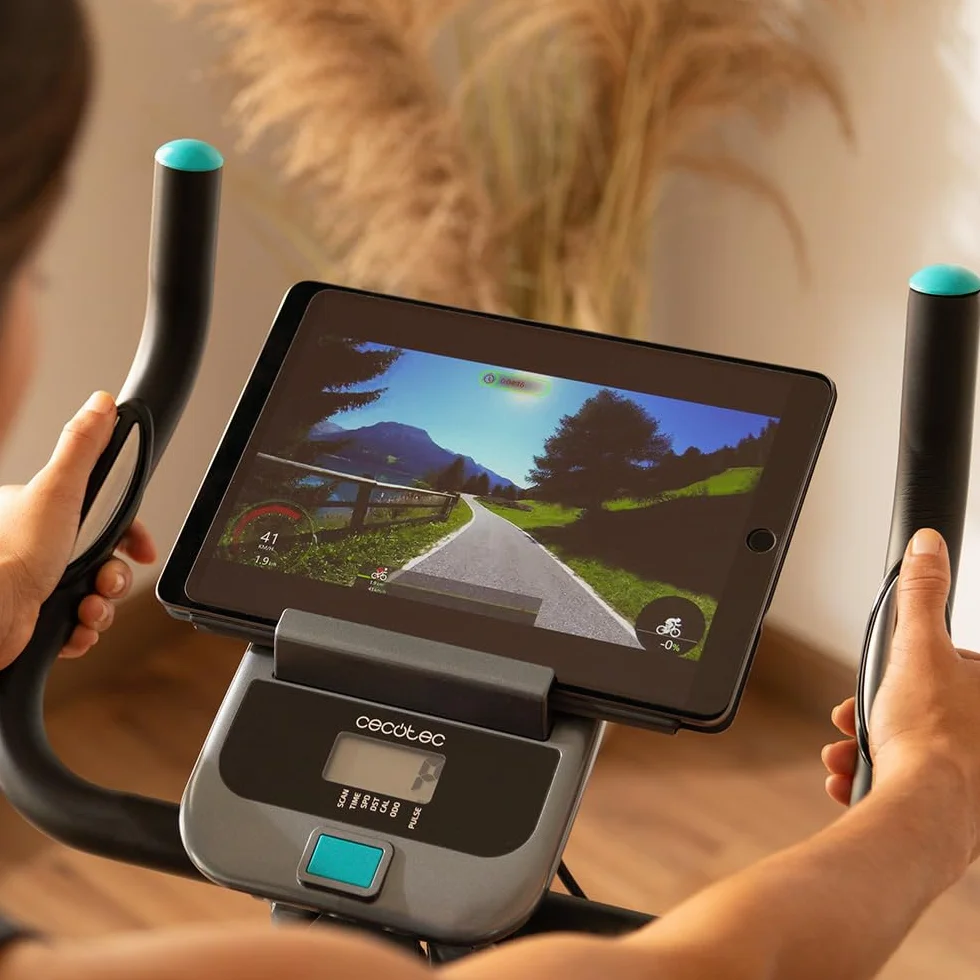 Cecotec Bicicleta Estática Plegable con Respaldo con Volante de Inercia 3 Kg X-Bike 3000 Neo Pro, Pantalla LCD, Resistencia Magnética Variable, Sillín Confort y Agarres, Soporte para Tablet y Ruedas