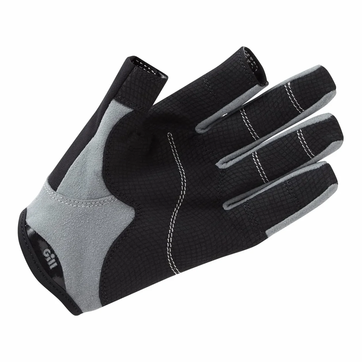 Gill Guantes de Vela para Marineros de Cubierta - Dedo Largo con índice y Pulgar Expuestos - Protección Solar UV 50+ y Repelente al Agua para Unisex Adultos Negro XL