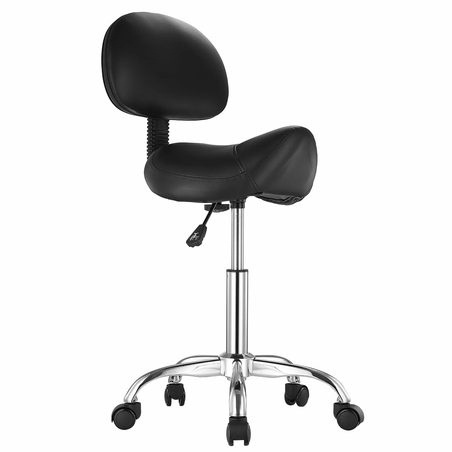 VEVOR Taburete Giratorio Altura Ajustable 84-100cm Carga 204kg, Silla de Montar Ergonómica Cuero PU Negro