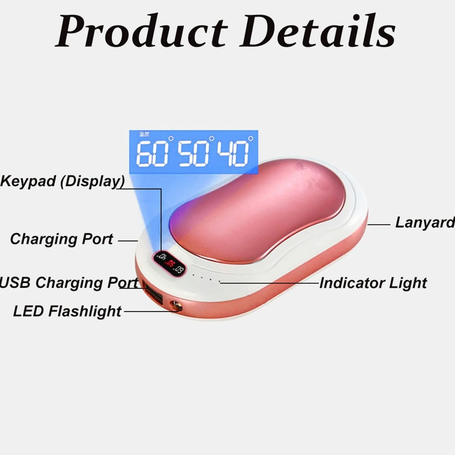 4 calentadores de manos, calentador de manos eléctrico USB recargable de 10000 mAh, 3 modos de calentamiento, calentador de manos recargable por USB, calentador de manos de bolsillo (negro)