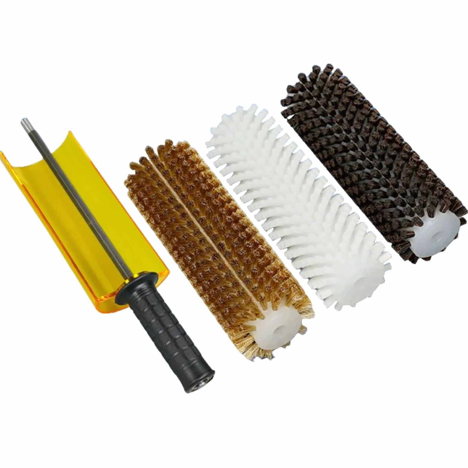 Kit de cepillos de cera de esquí, 3 cepillos profesionales (latón, crin de caballo, nailon) con protector de eje para una limpieza rápida y acabado deslizante de pulido