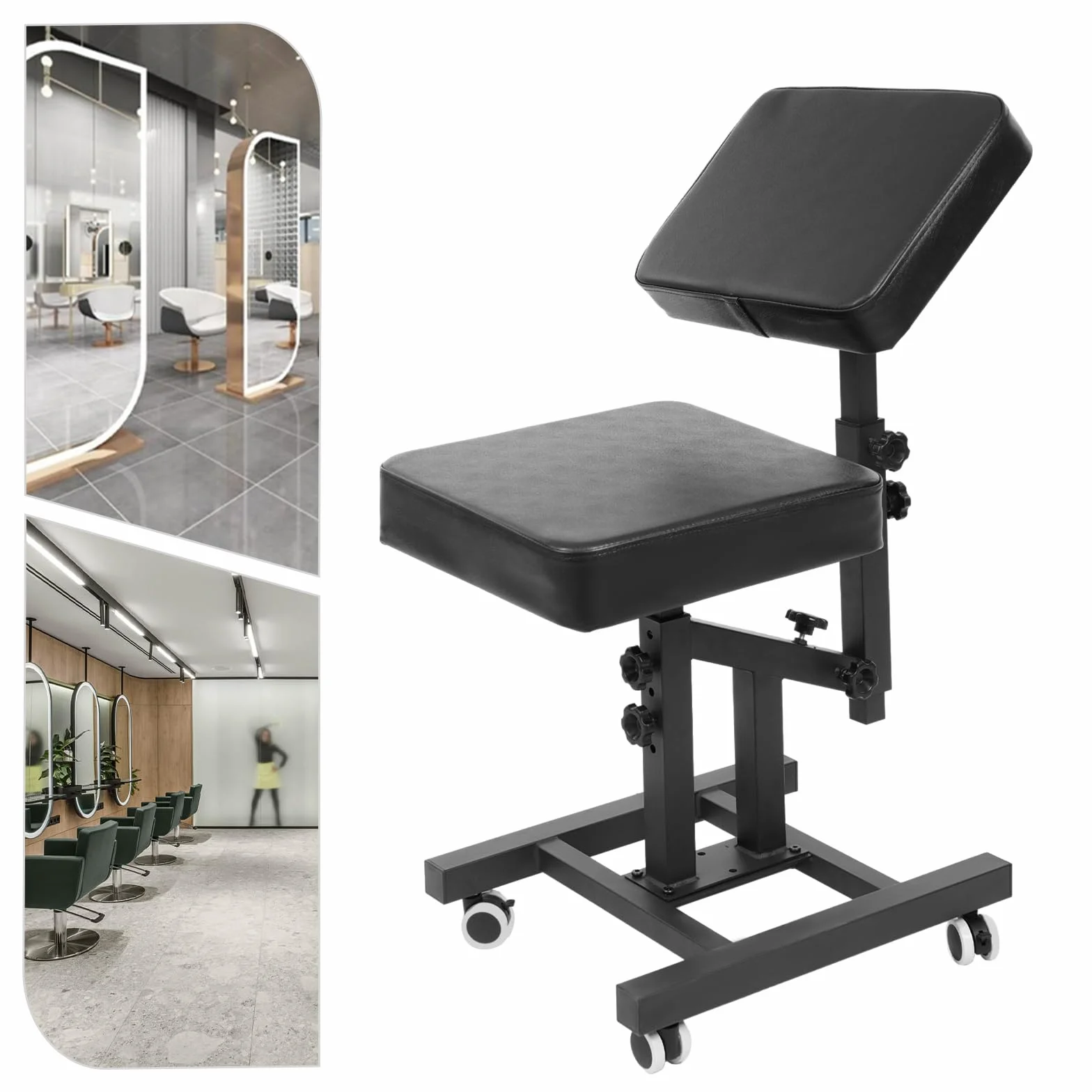 Silla multifunción con reposabrazos ajustable para tatuajes negro
