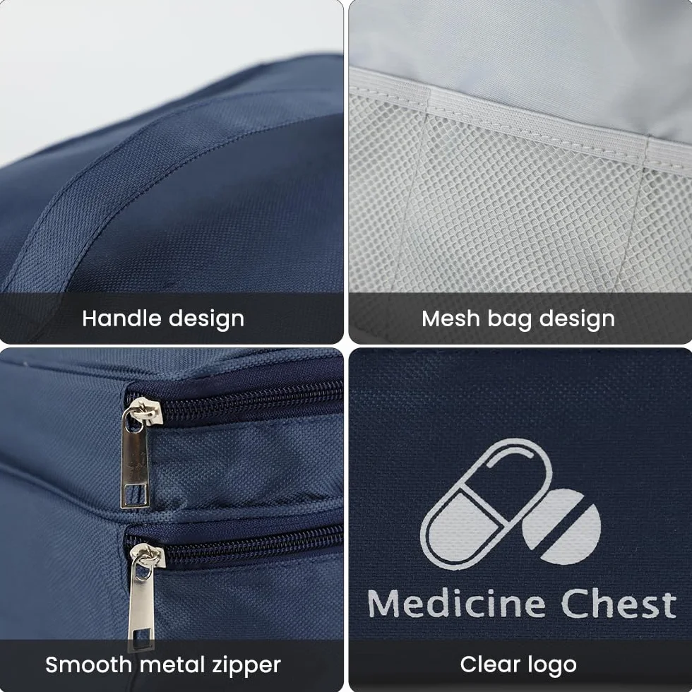 Botiquín de Primeros Auxilios Impermeable Portátil Gran Capacidad Bolsa Almacenamiento Medicamentos
