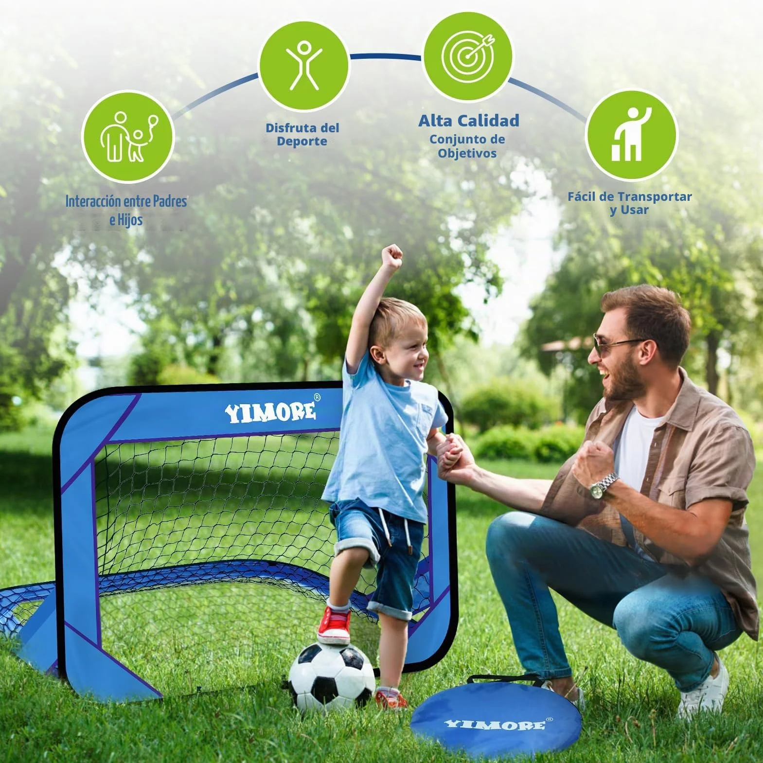 YIMORE Portería Fútbol Niños 120x80x80cm Plegable 4 Modos