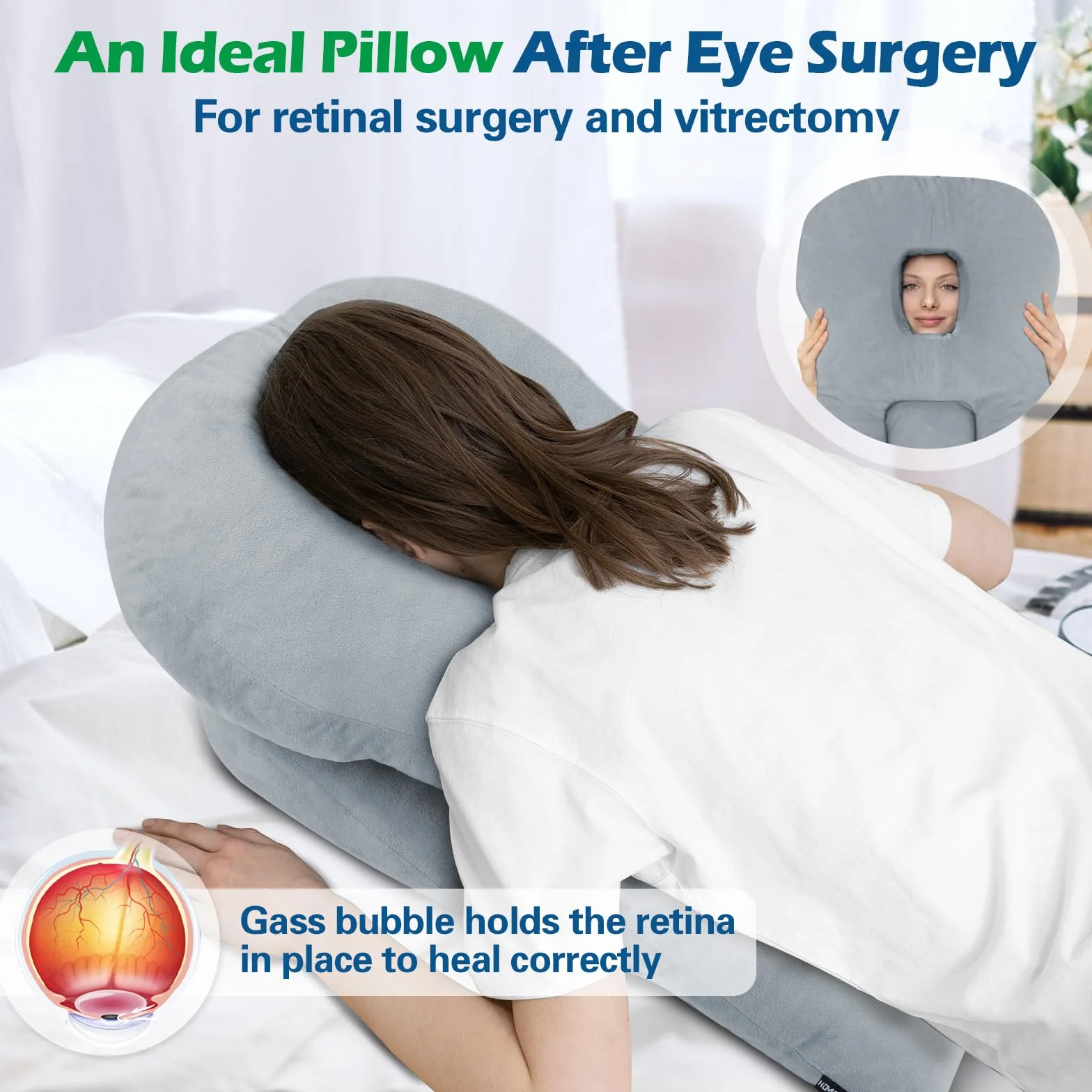 HOMCA Almohada Facial con Agujero para Recuperación de Desprendimiento de Retina y Vitrectomía