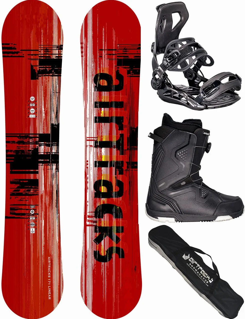 AIRTRACKS Snowboard Set (Paquete Completo) Tabla Linear Extra Wide (Hombre)+Fijaciones Master+Botas+SB Bolsa Nuevo 155 159 161 165 168 171