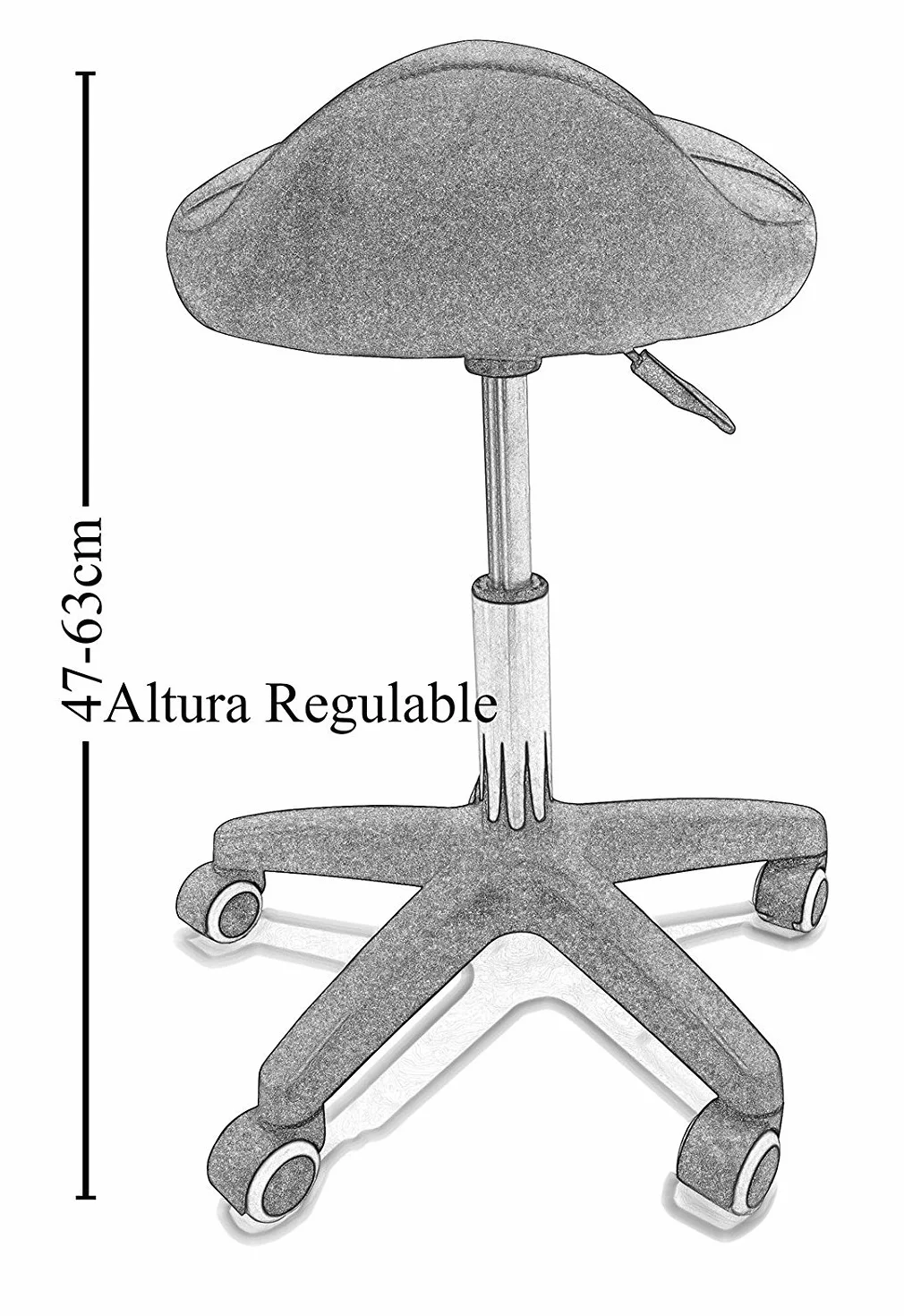 Taburete de Trabajo Giratorio 360º, Altura Regulable, Asiento de Cuero Sintético, Negro